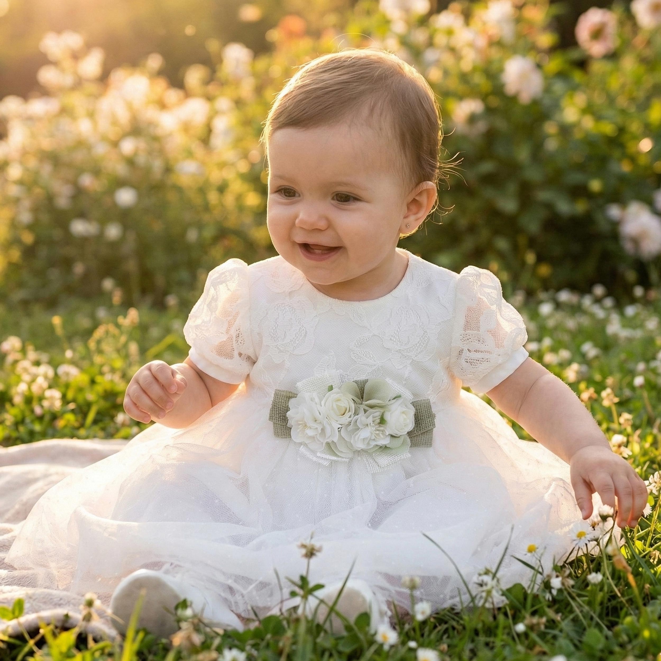 Abito da Battesimo Bianco con Tulle Firmato COLORICHIARI