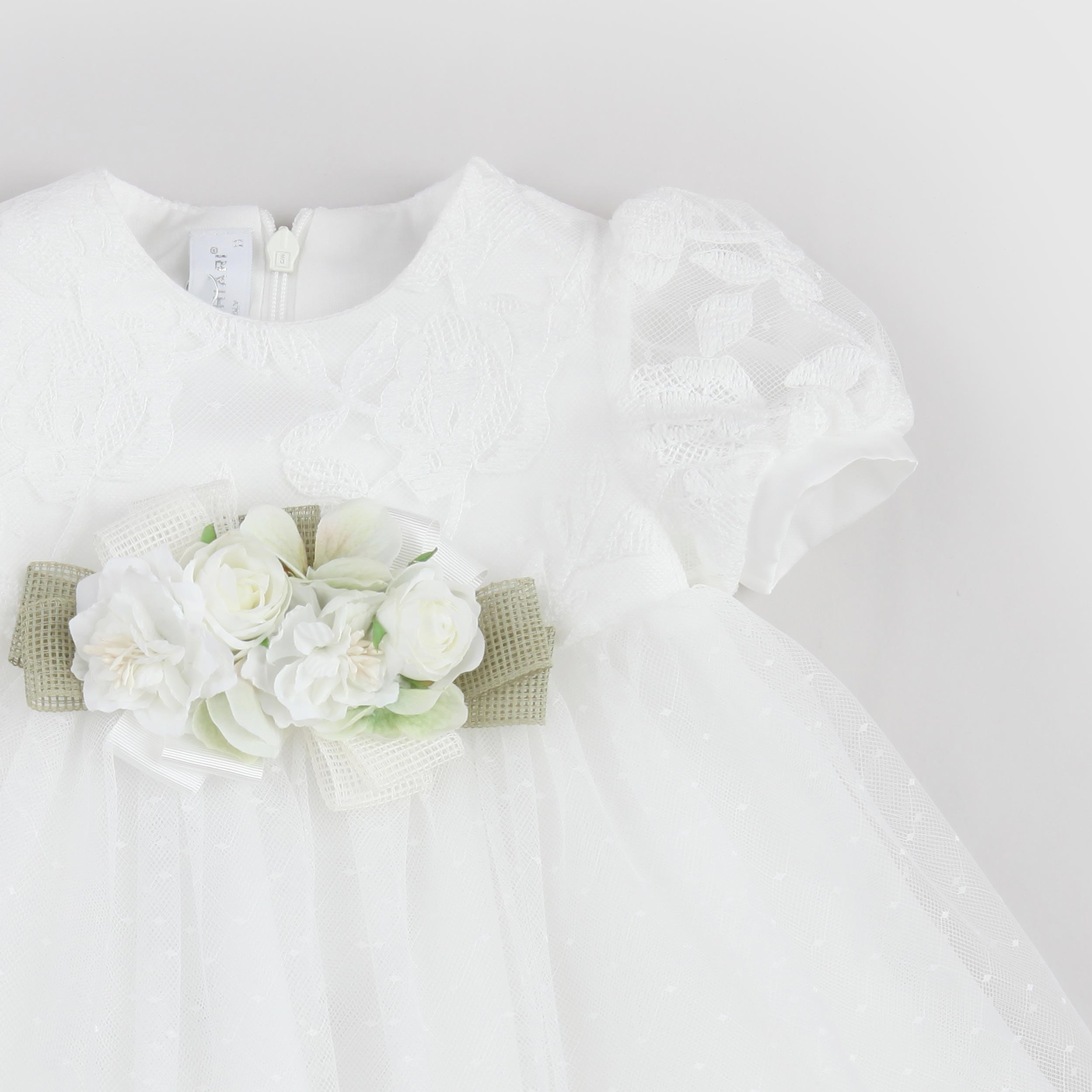 Abito da Battesimo Bianco con Tulle Firmato COLORICHIARI