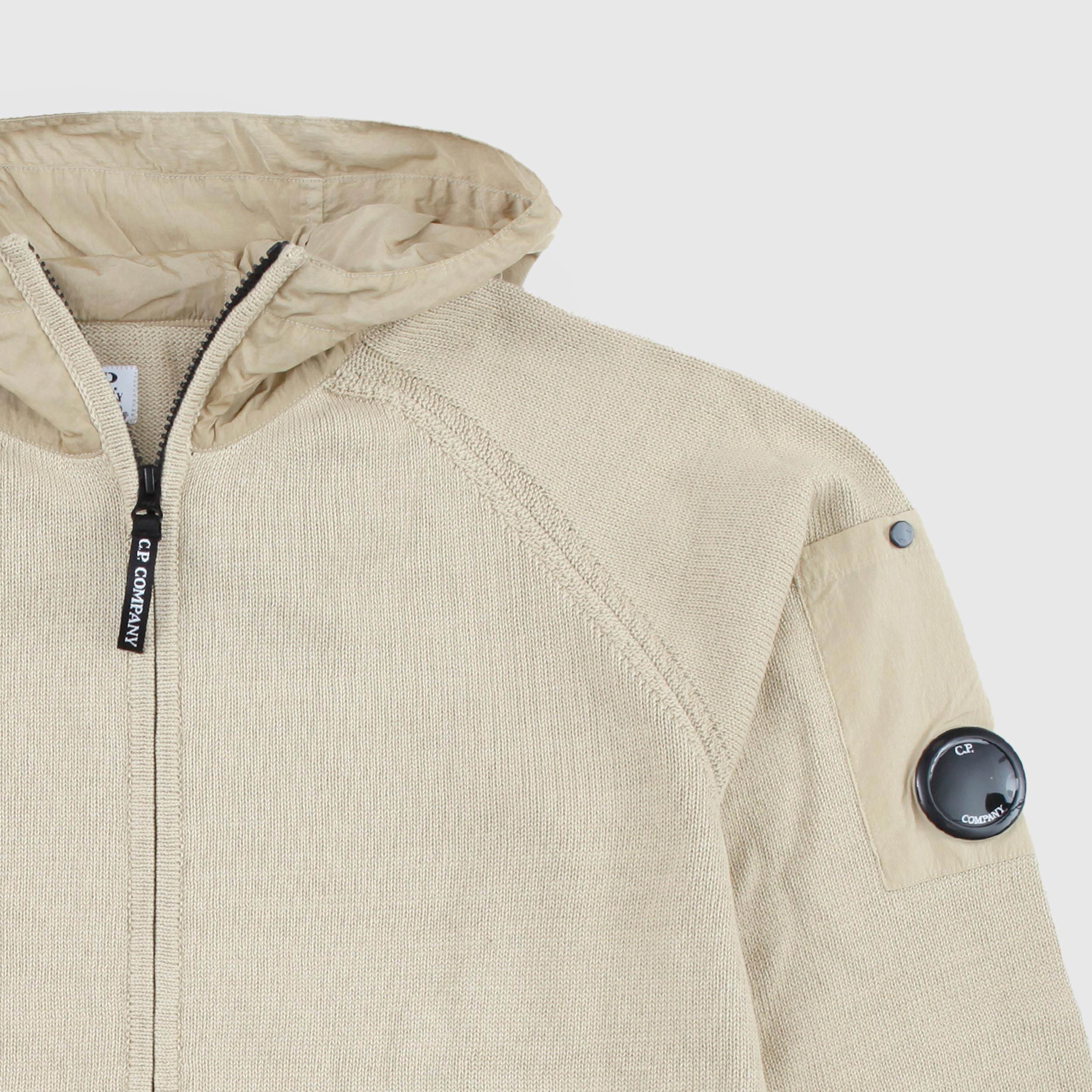 Cardigan Beige in Tessuto Impermeabile Firmato CP COMPANY