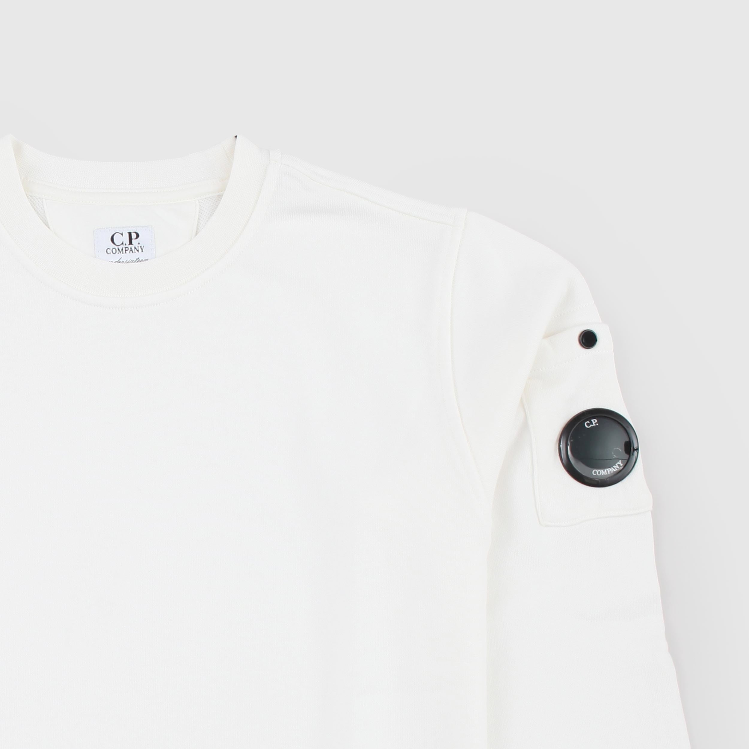 White Sweatshirt with Patch Pockets by CP COMPANY