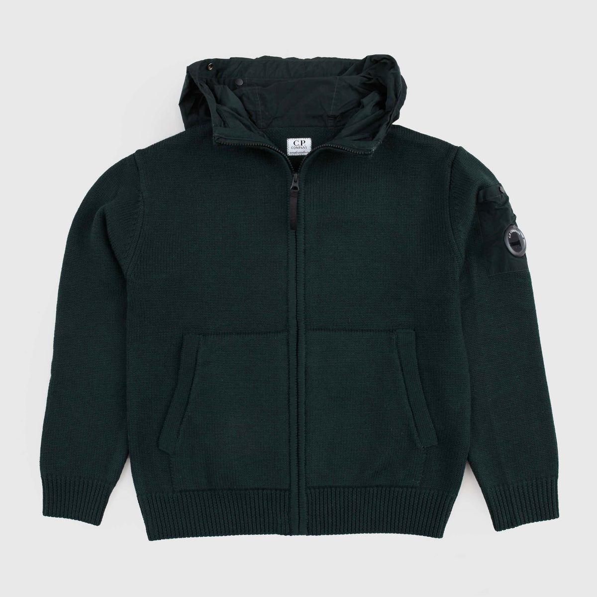 Felpa Verde con Lente sulla Manica per Ragazzo CP COMPANY