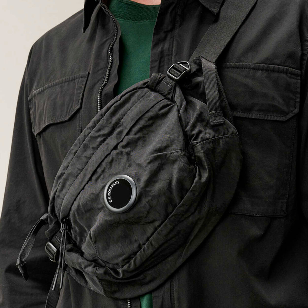CP COMPANY Black Crossbody Carrier with Lens for Boys