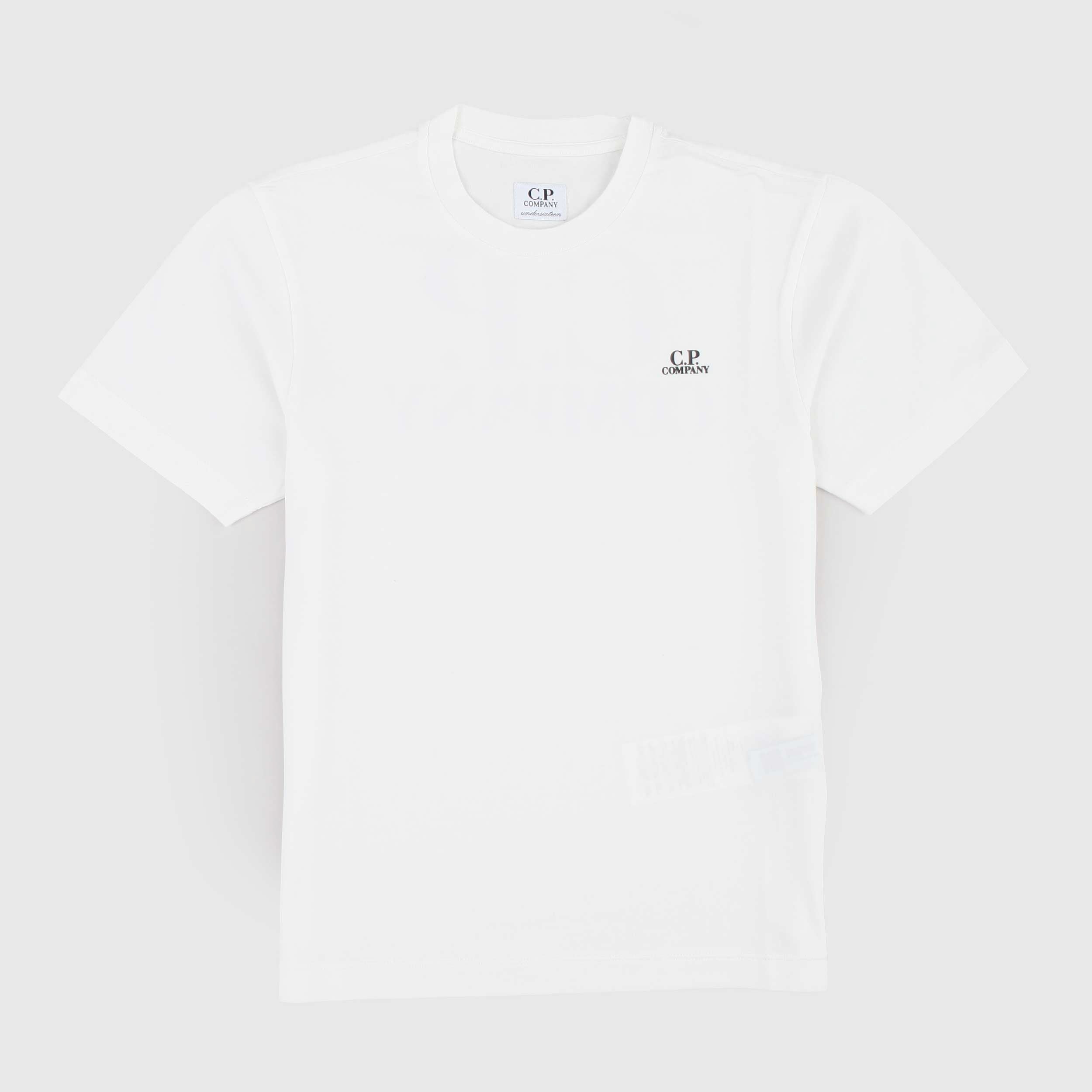 T-shirt Bianca con Scritta Iconica Firmata CP COMPANY
