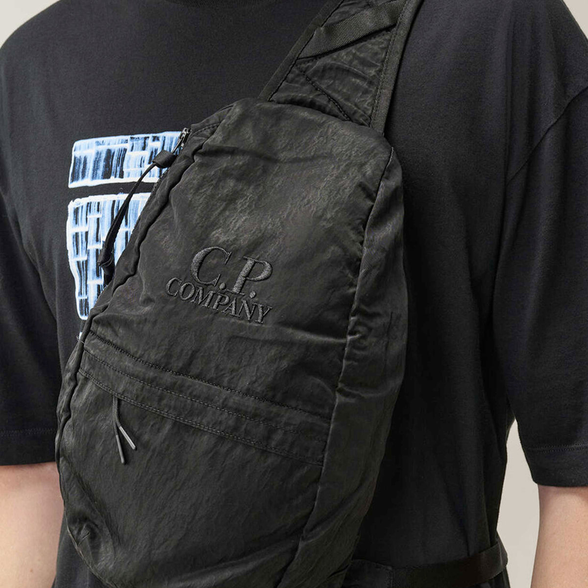 CP COMPANY Black Nylon Crossbody Bag with Lens for Boys