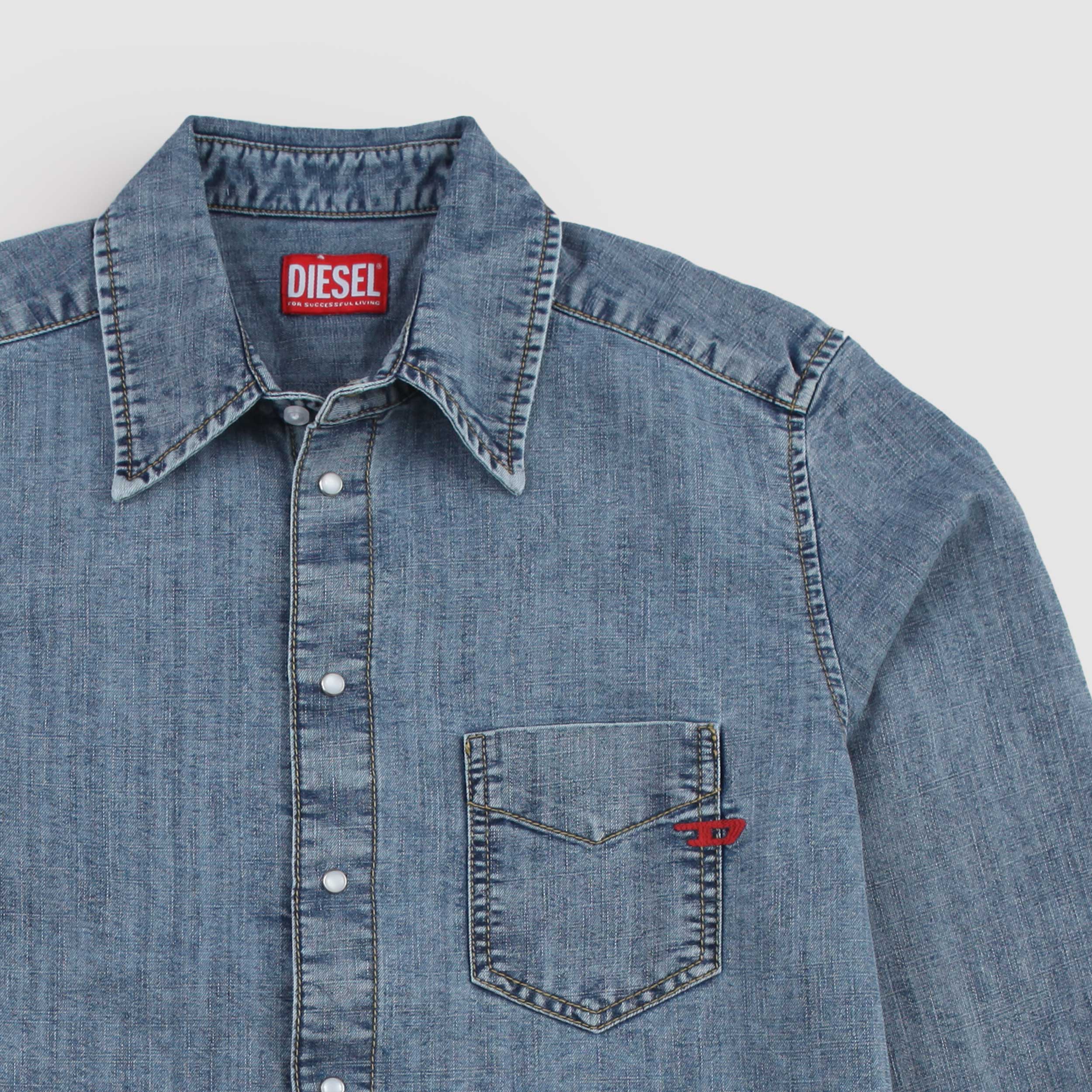 Camicia in Jeans Chiaro a Manica Lunga per Ragazza by DIESEL
