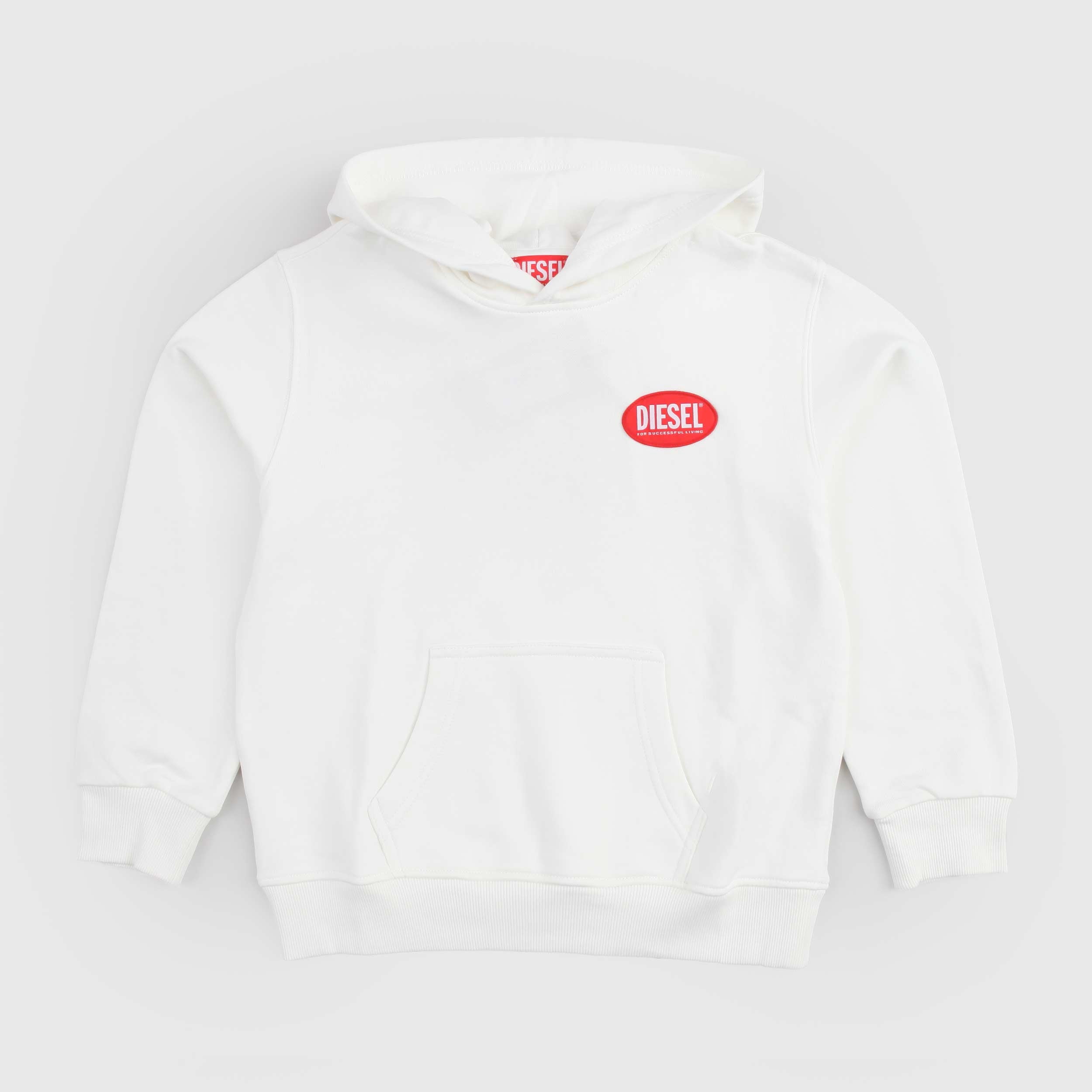 Felpa Bianca Con Cappuccio E Logo Firmata DIESEL