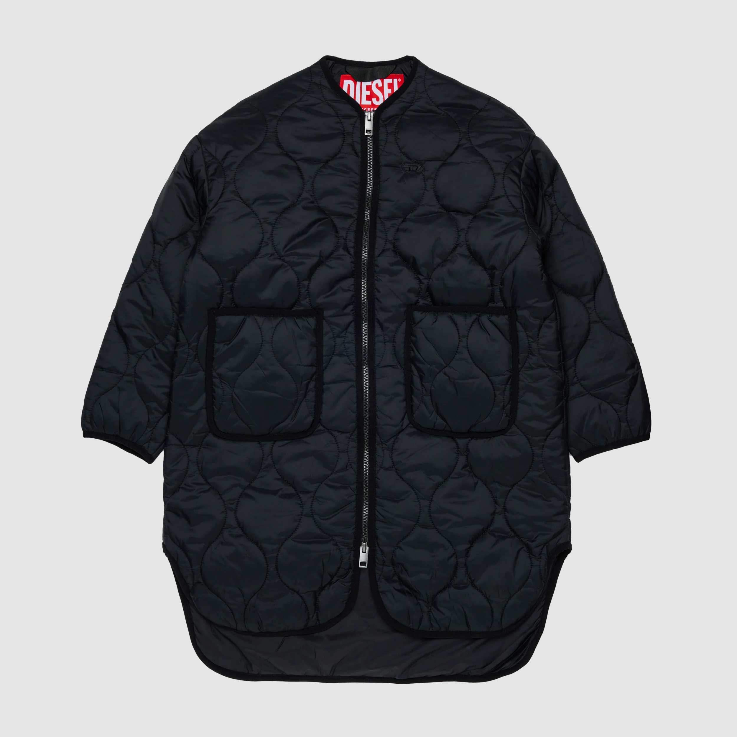 Piumino Nero Trapuntato con Logo Stampato By DIESEL
