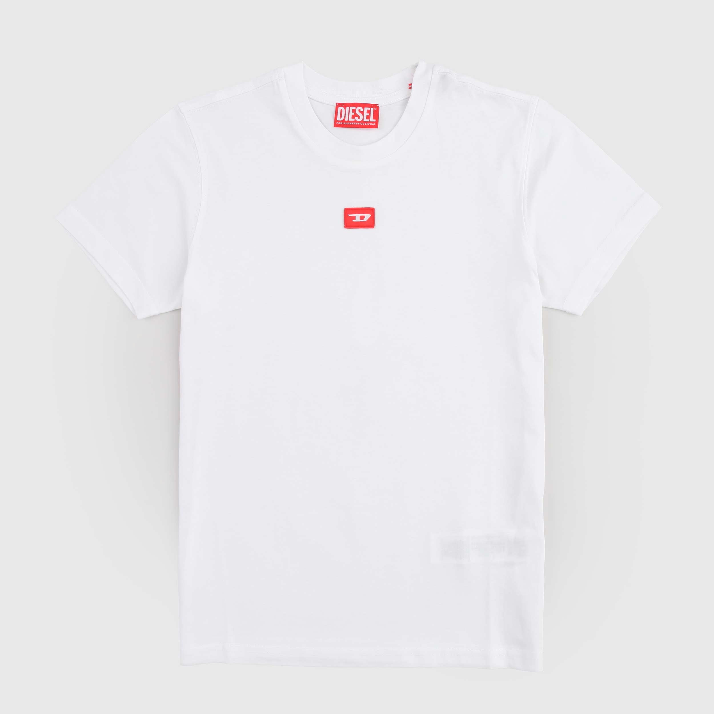 T-shirt Bianca Con Logo Rosso Firmata DIESEL