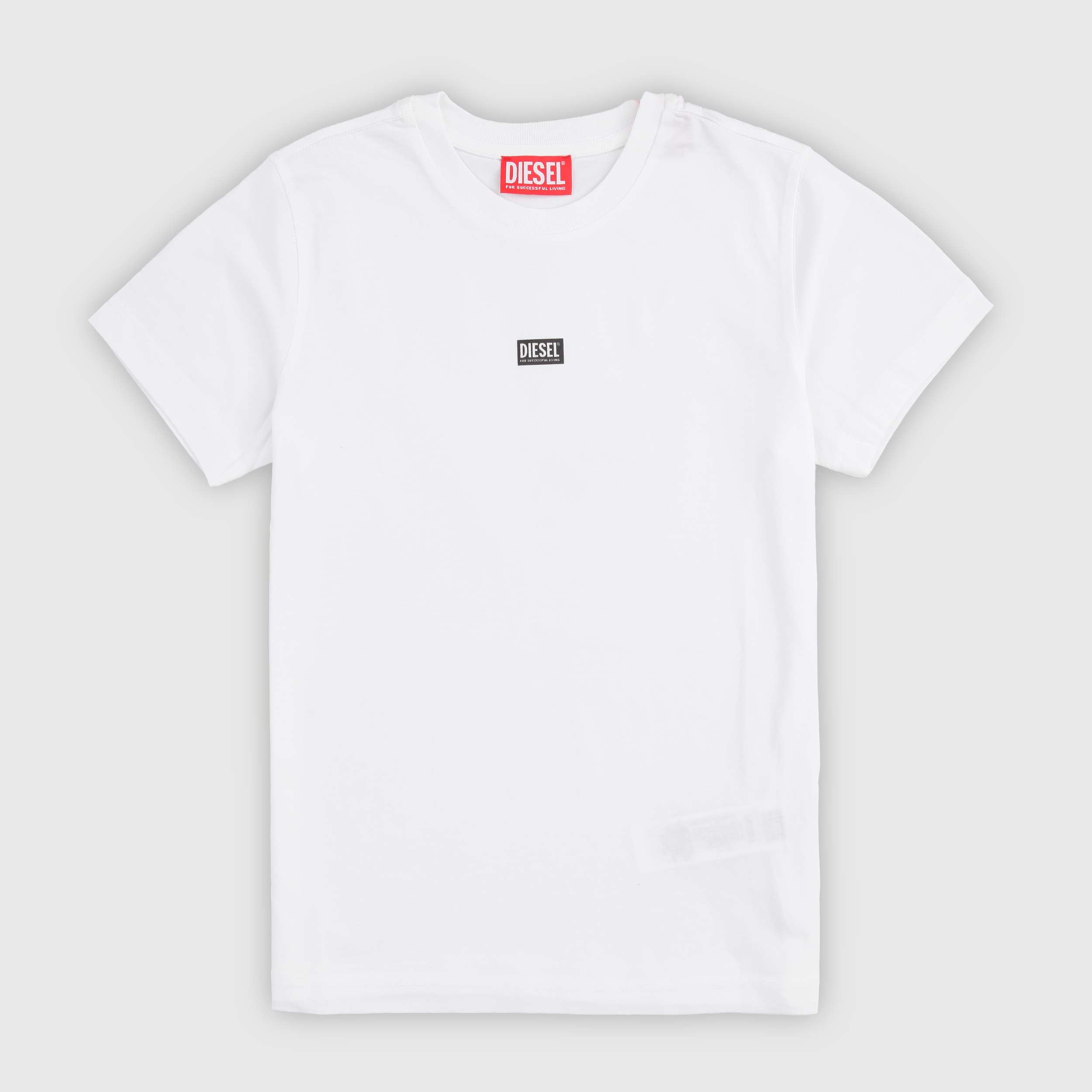 T-shirt Bianco Con Logo In Contrasto Nero Firmata DIESEL