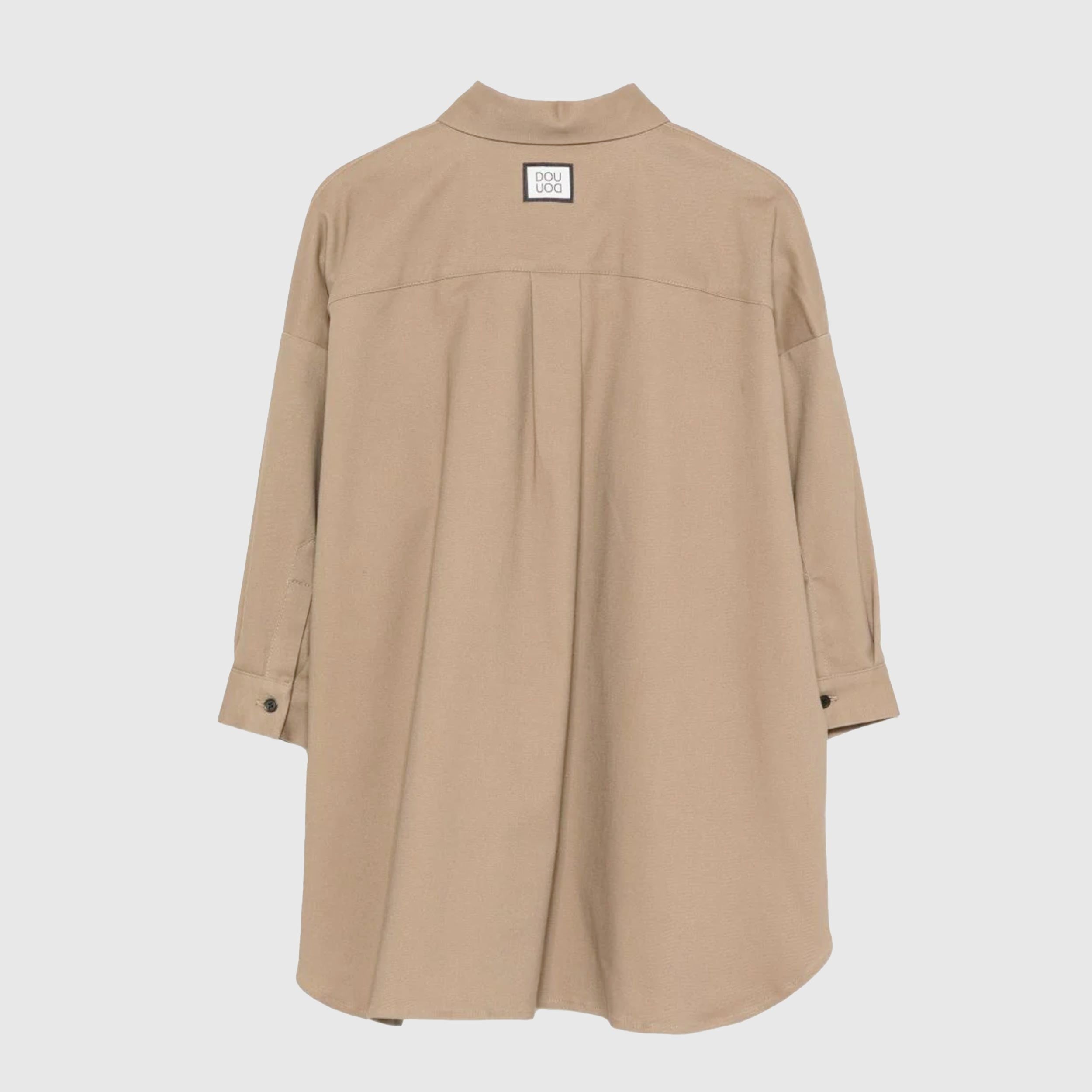 Abito Beige in Cotone con Colletto Classico By DOUUOD