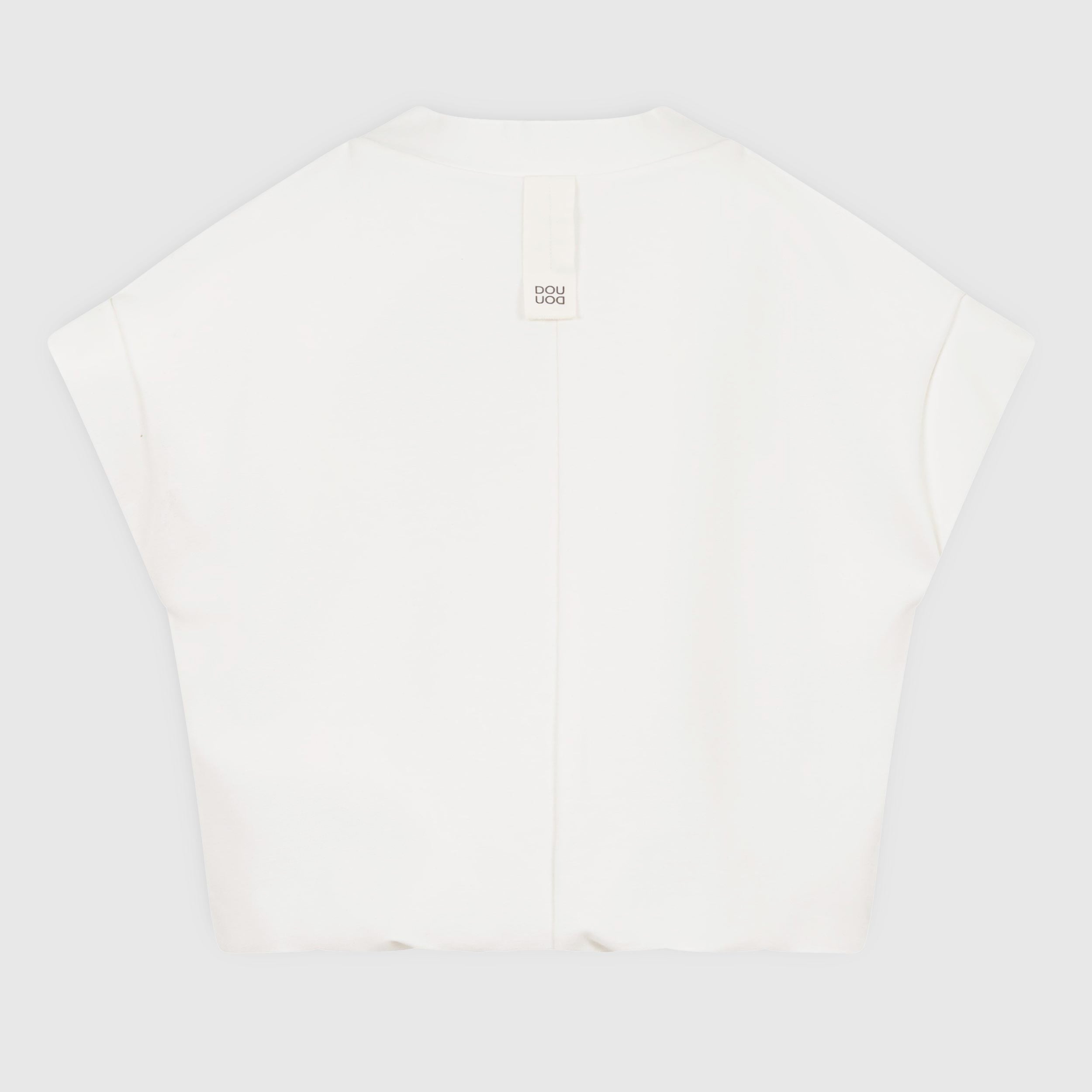 Felpa Bianca con Design a V Firmata DOUUOD