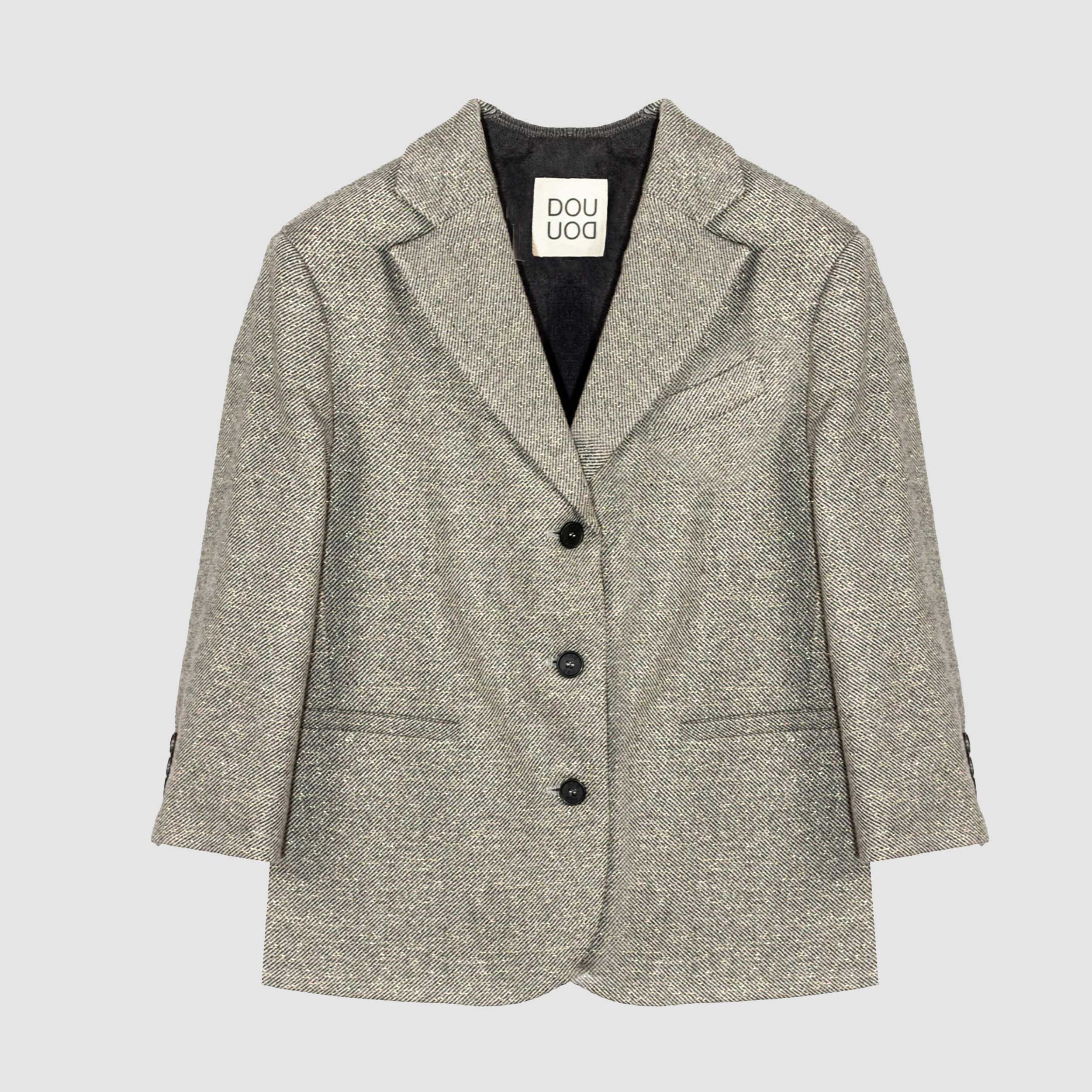 Blazer Grigio Effetto Melange Firmato DOUUOD