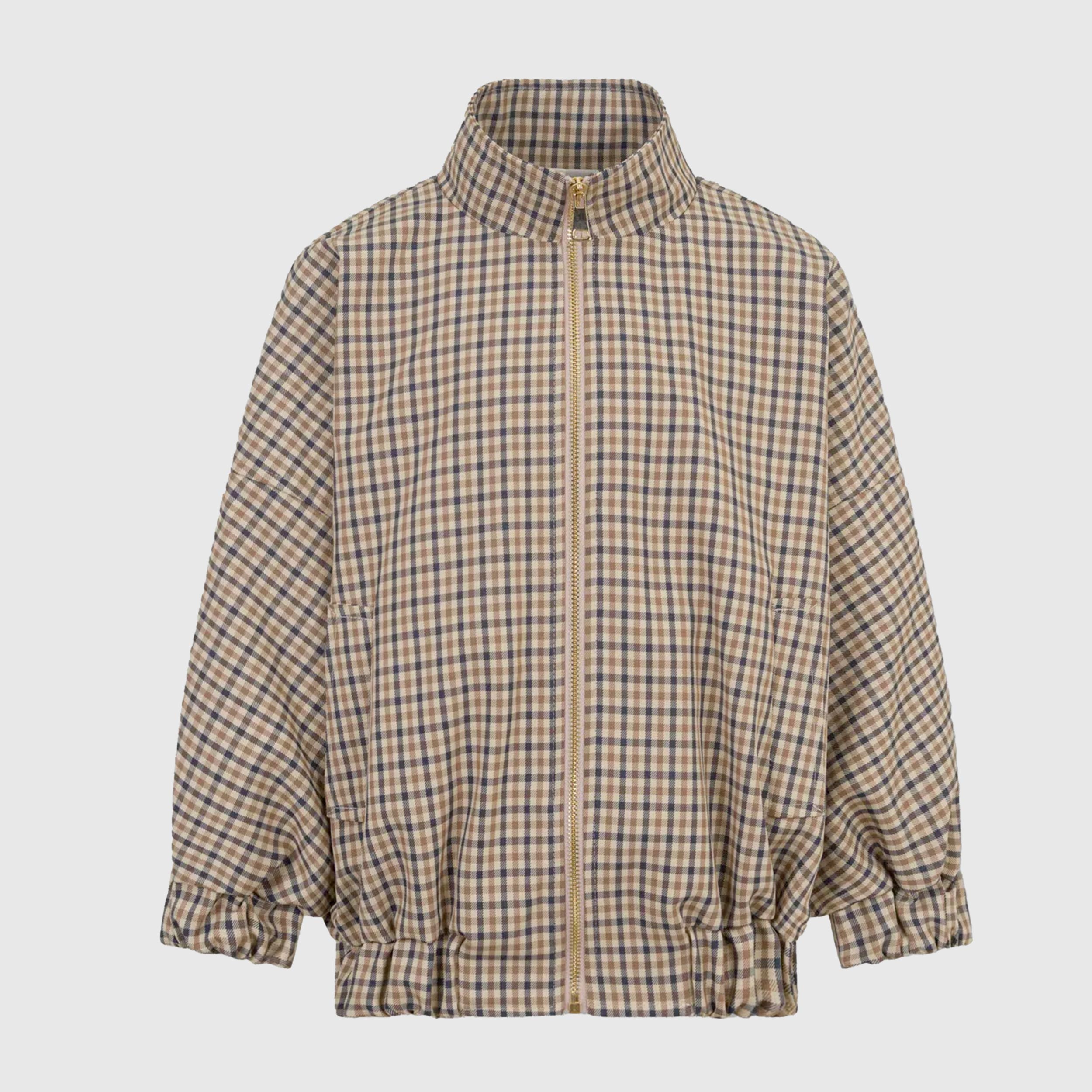 Impermeabile Blu e Beige Collo Alto Firmato DOUUOD