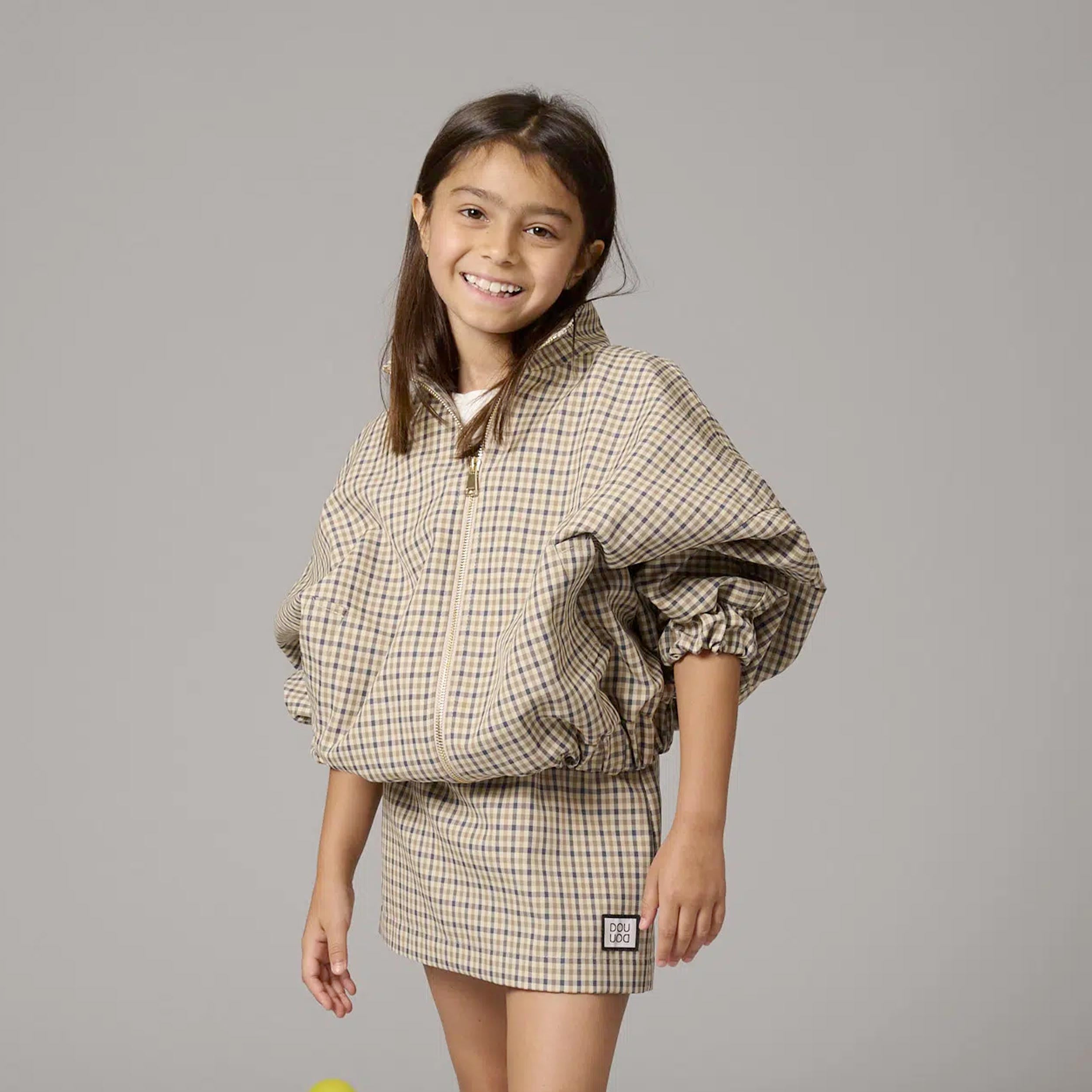 Impermeabile Blu e Beige Collo Alto Firmato DOUUOD