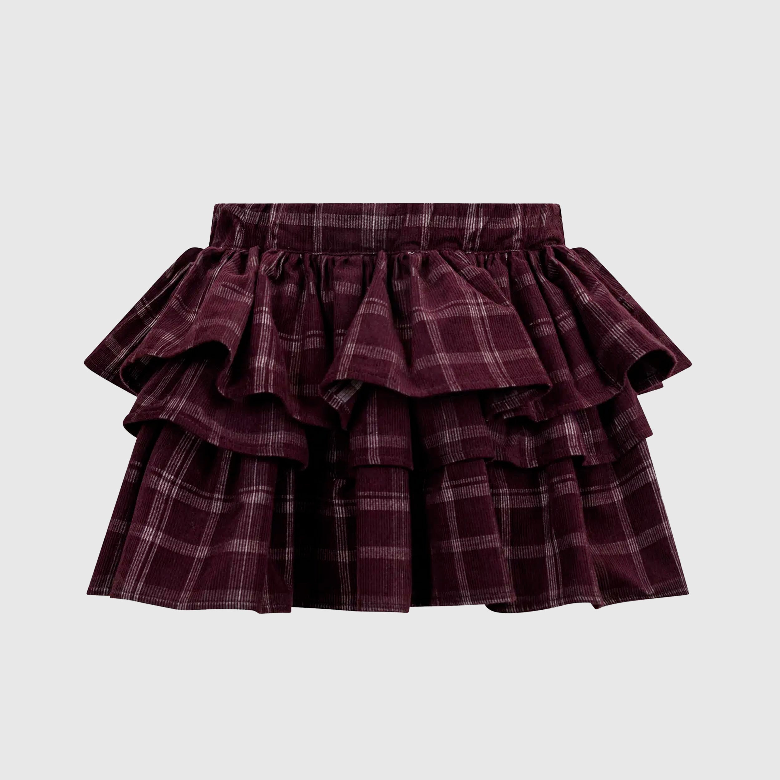 Gonna a Balza in Velluto Color Prugna per Bambina by DOUUOD