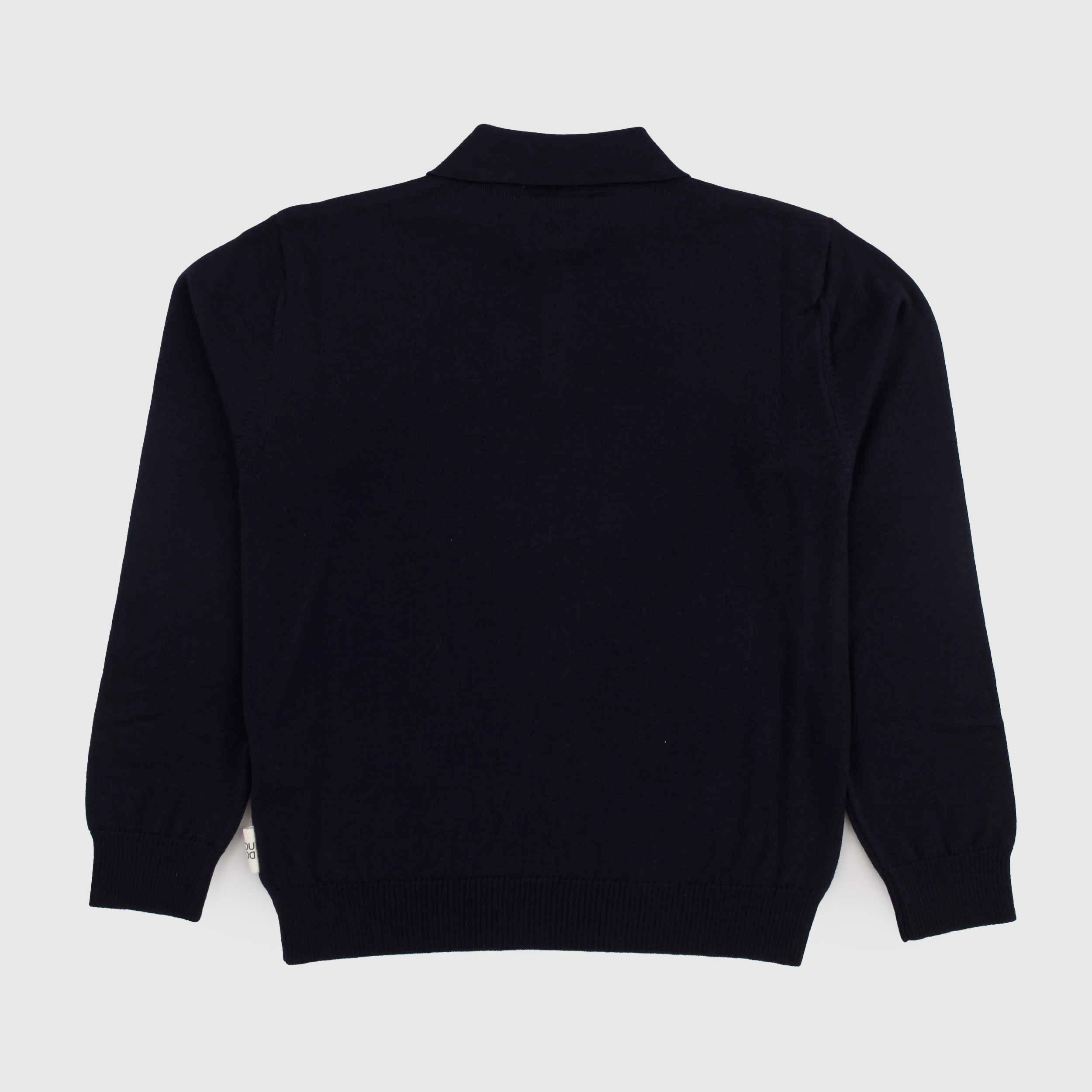 Polo Blu in Filato Rasato Sottile Firmata DOUUOD