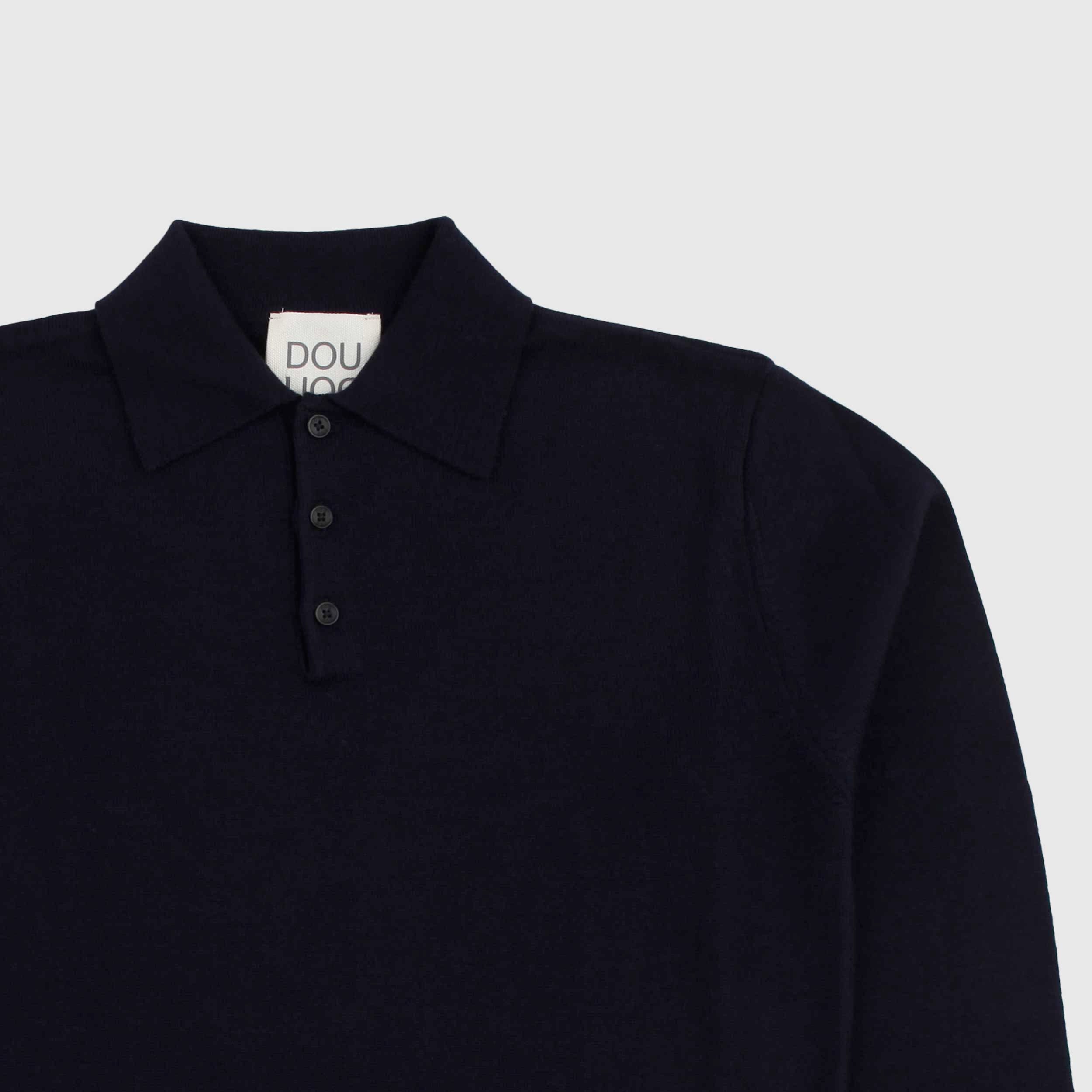 Polo Blu in Filato Rasato Sottile Firmata DOUUOD