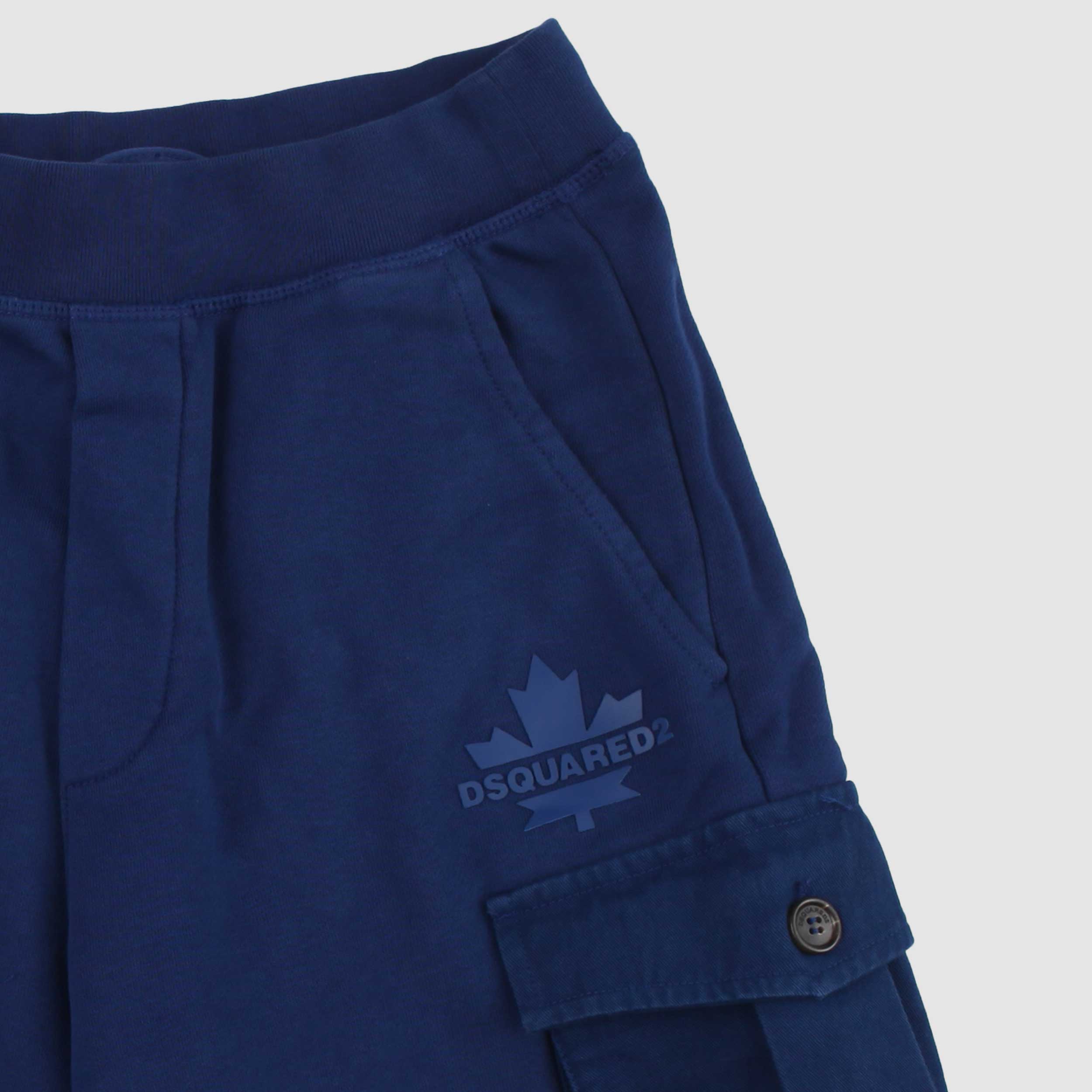 Bermuda Indaco con Logo Gommato Firmato DSQUARED2