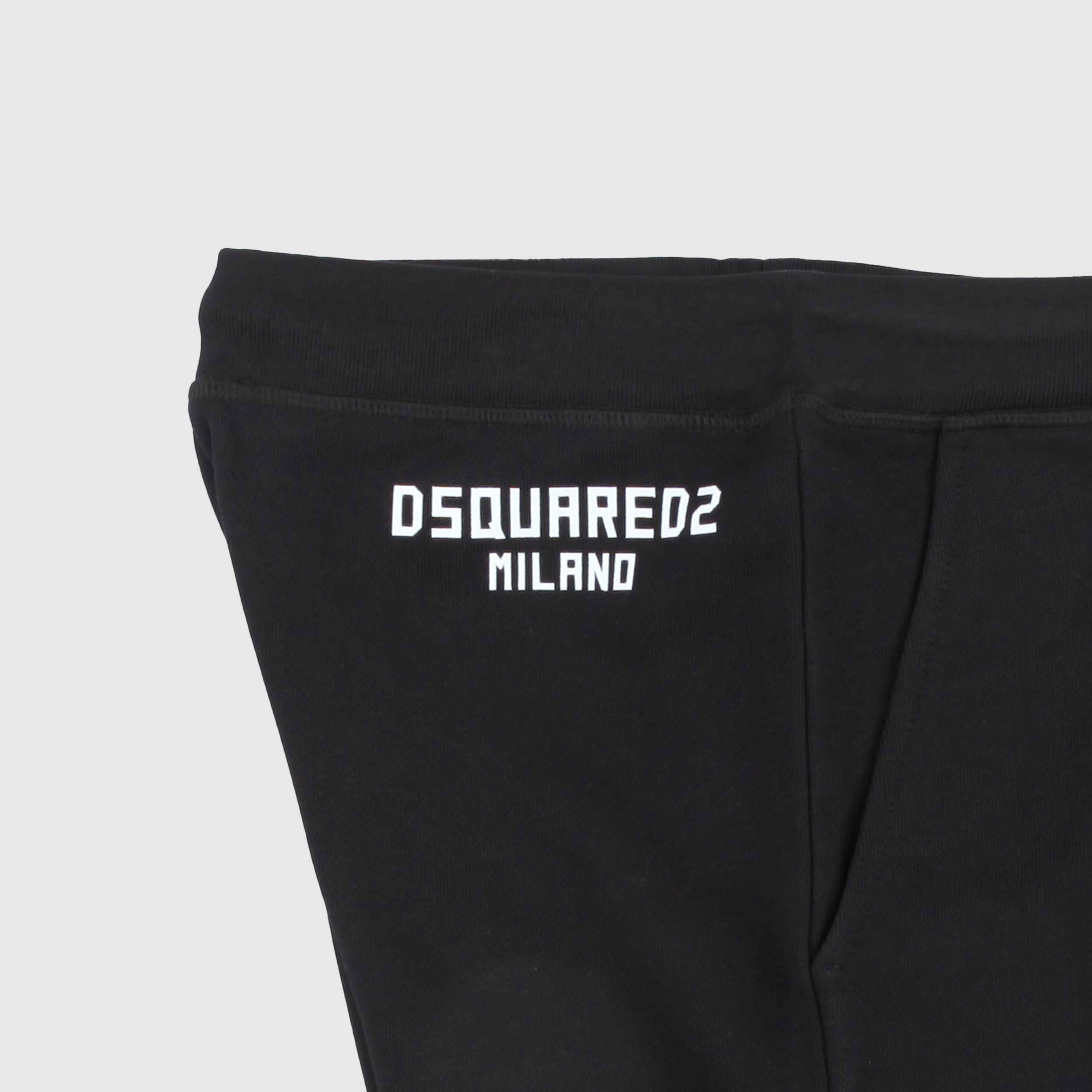 Bermuda con Stampa in Contrasto Bianco Firmato DSQUARED2