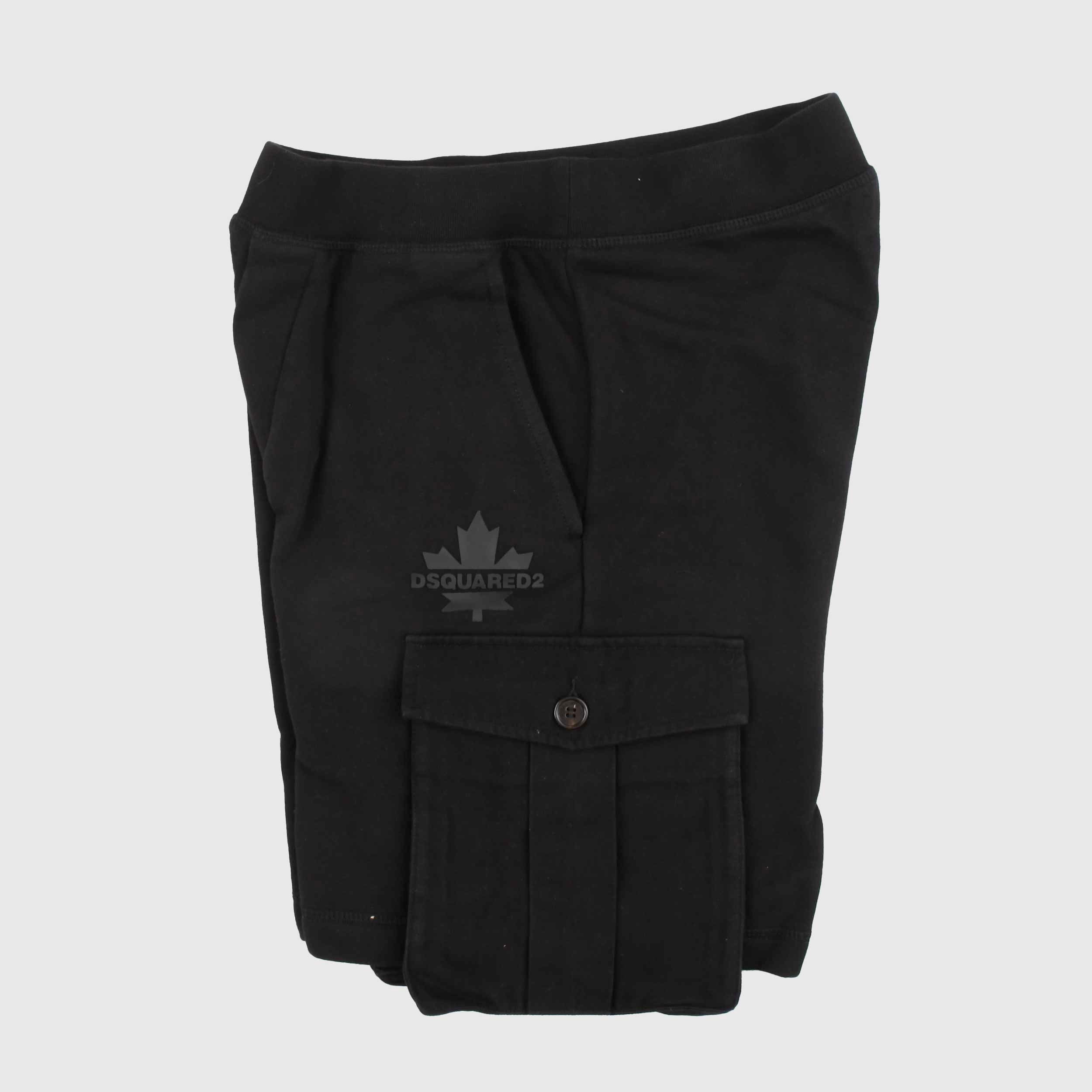 Bermuda Nero con Logo Gommato Firmato DSQUARED2