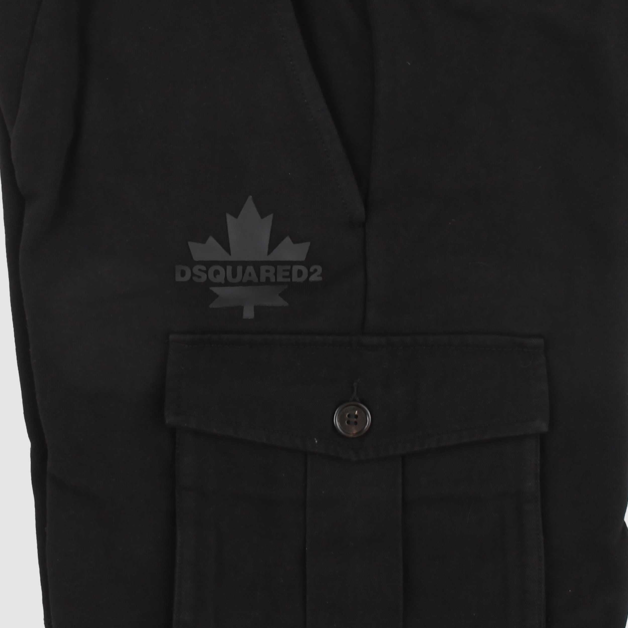 Bermuda Nero con Logo Gommato Firmato DSQUARED2