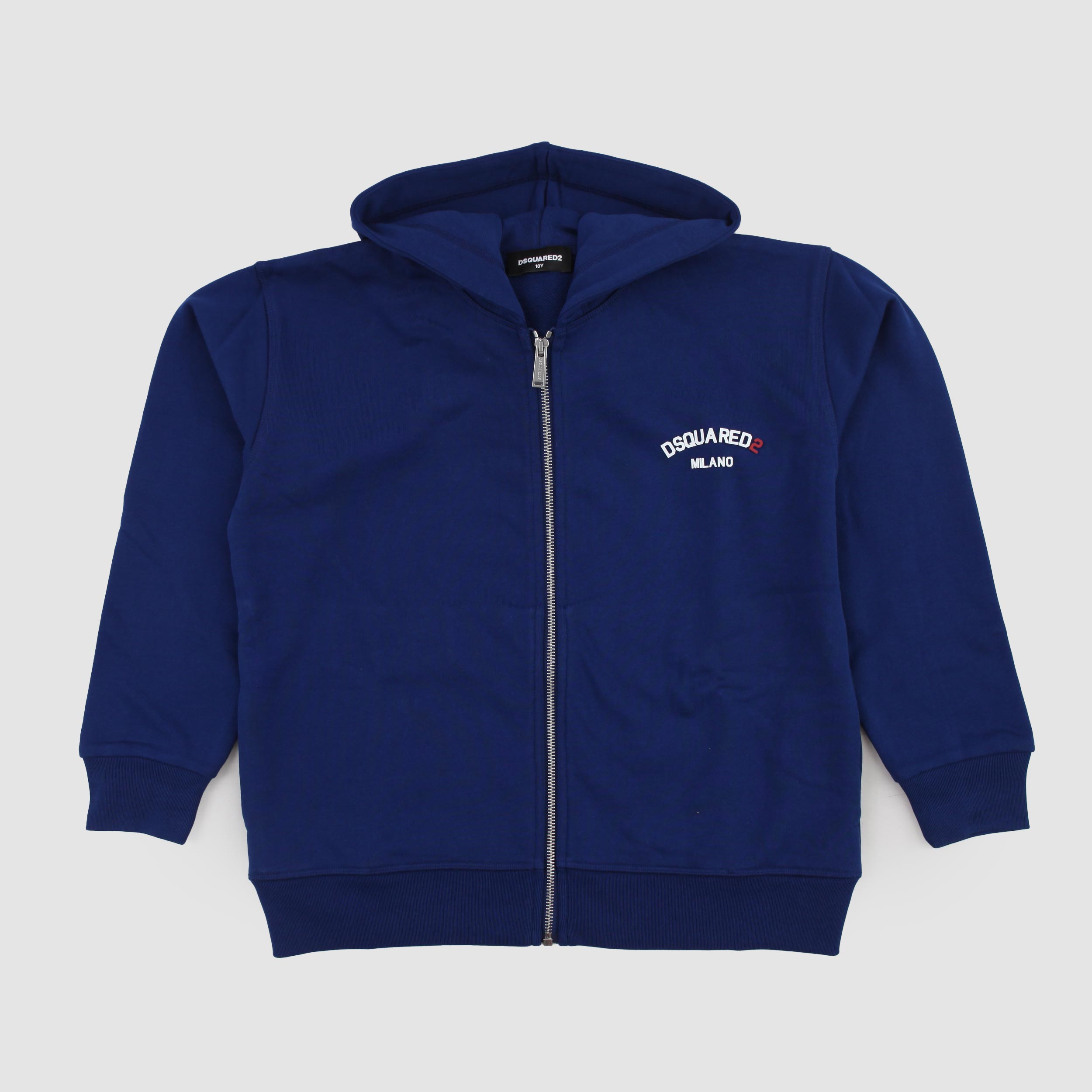 Felpa Indaco con Logo Gommato Bianco Firmata DSQUARED2