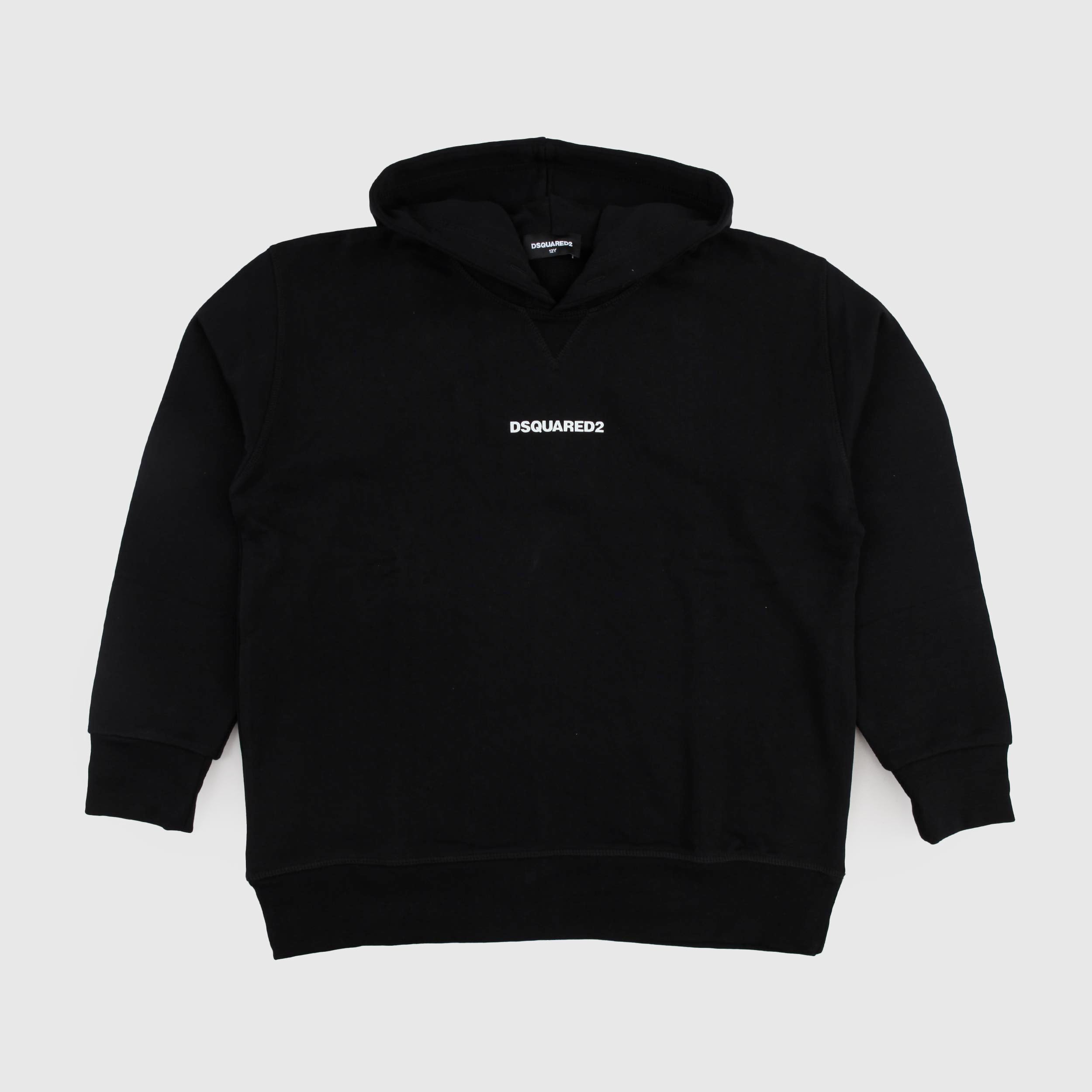 Felpa Nera con Cappuccio Modello Over By DSQUARED2