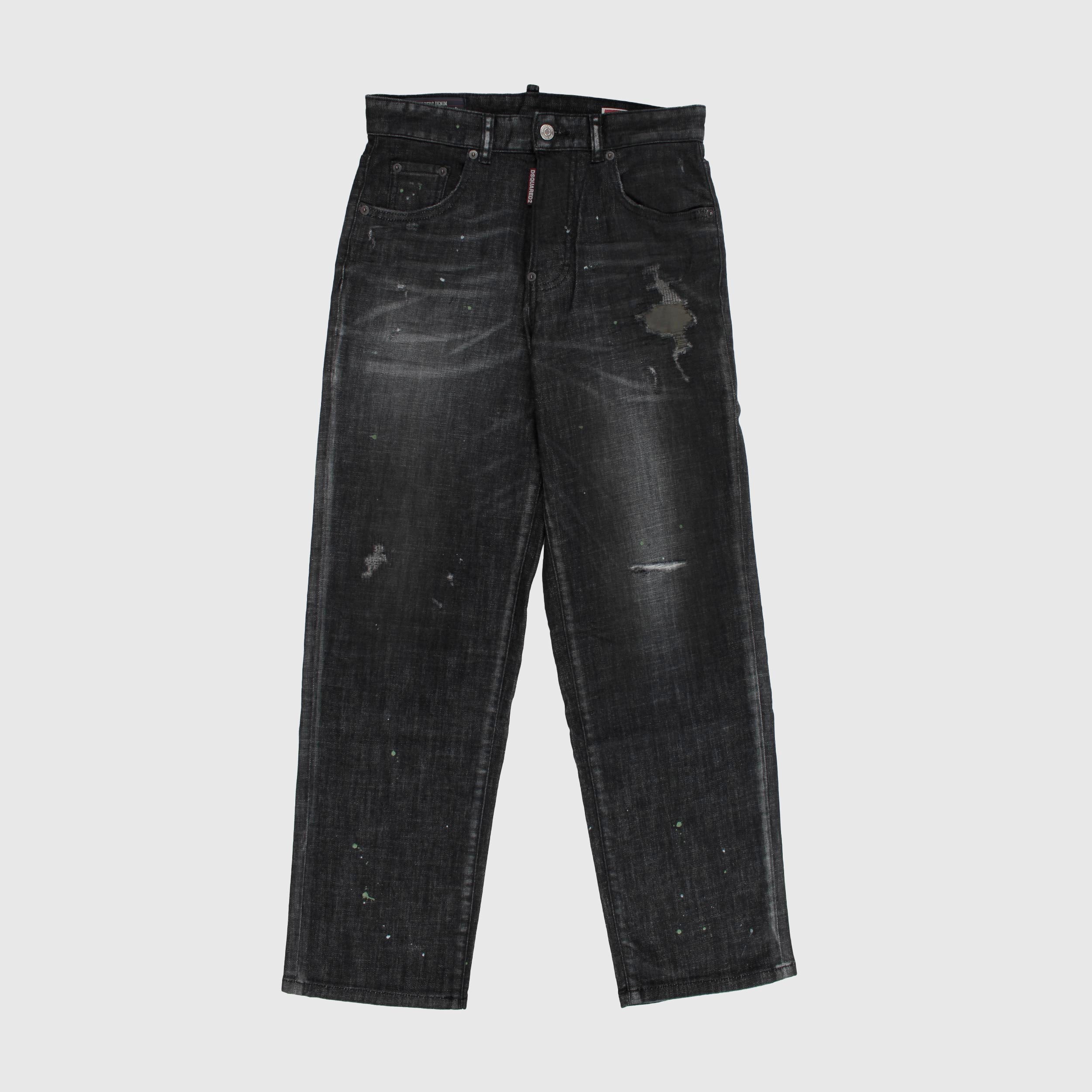 Jeans Black with Paint Details for Boy by DSQUARED2