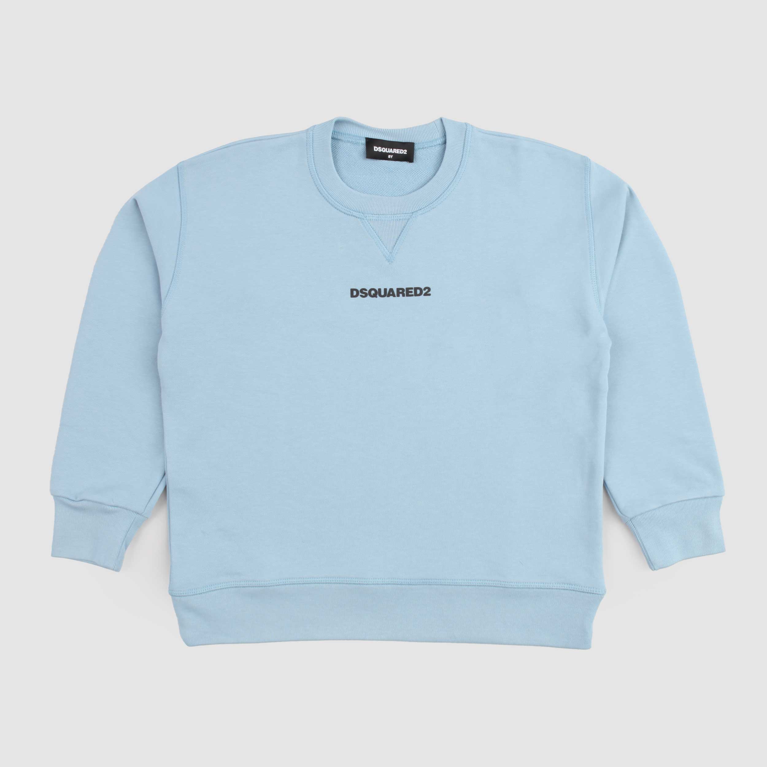 Felpa Celeste Con Scritta Iconica In Rilievo Firmata DSQUARED2