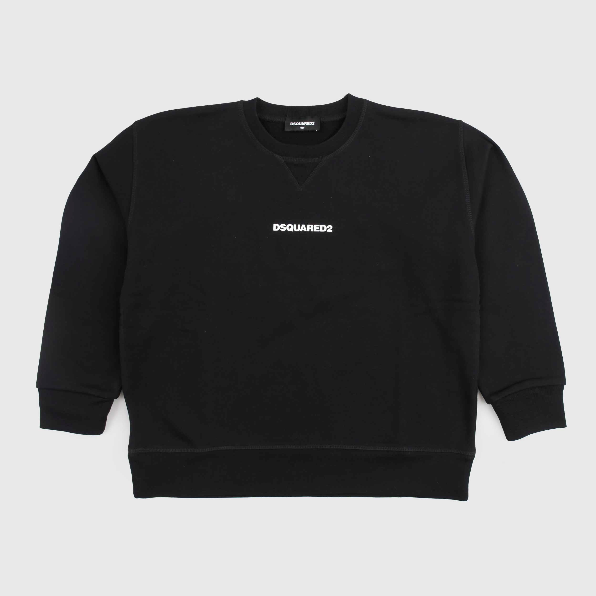 Felpa Nera Con Scritta Logo In Contrasto Firmata DSQUARED2