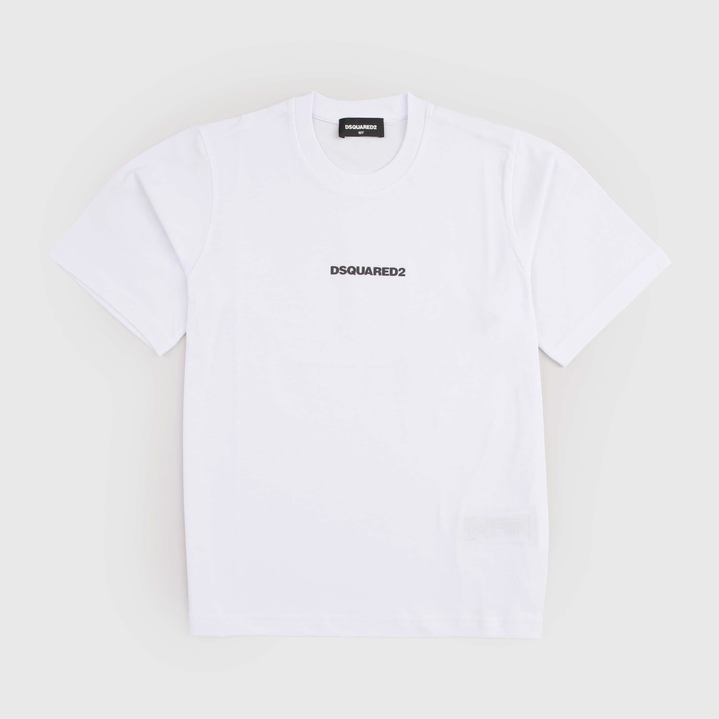 T-shirt Bianca Con Scritta In Contrasto Firmata DSQUARED2