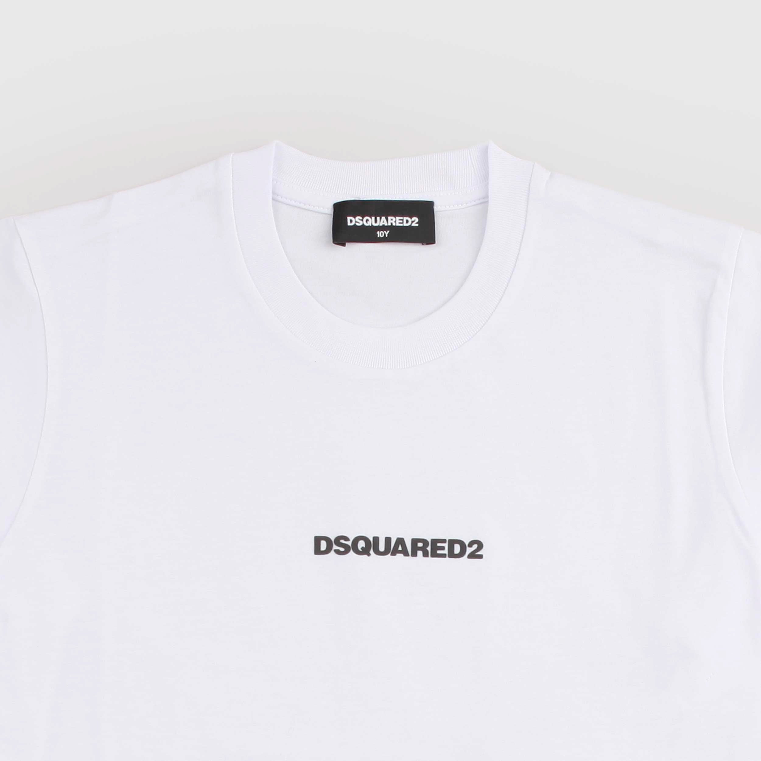 T-shirt Bianca Con Scritta In Contrasto Firmata DSQUARED2