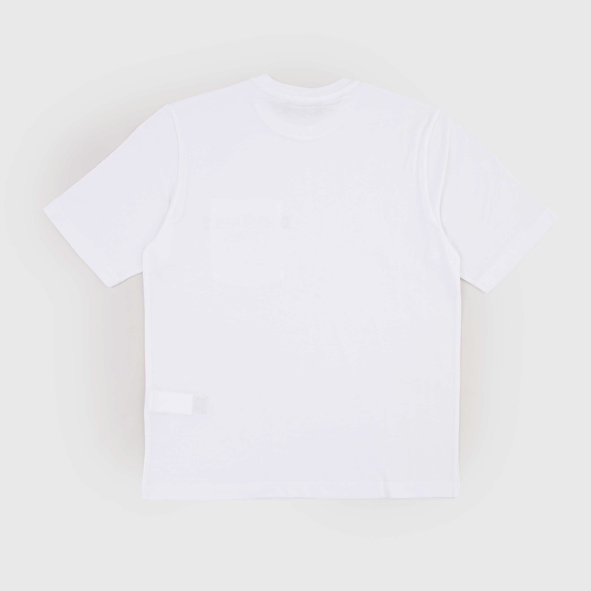 T-shirt Bianca con Stampa Azzurra Firmata DSQUARED2