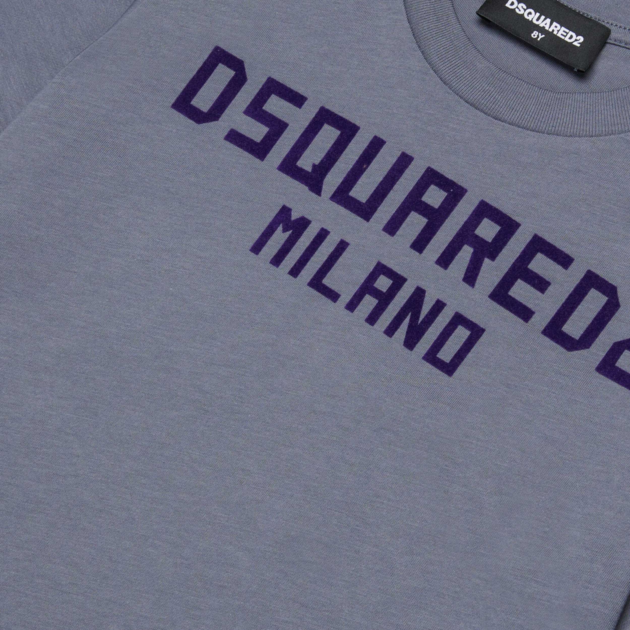 T-shirt con Logo a Contrasto Firmata DSQUARED2