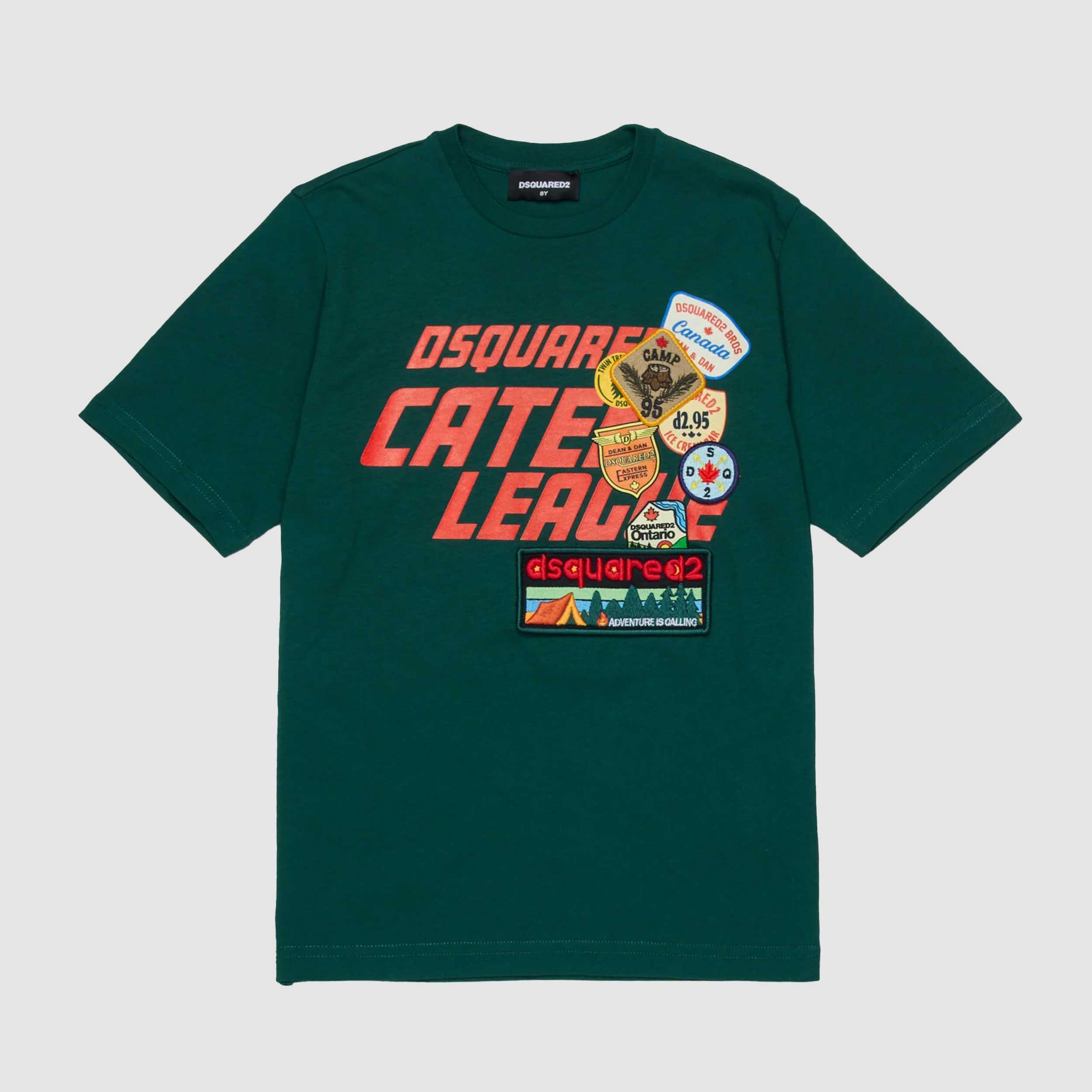 T-shirt Verde Con Stampa E Logo Firmata DSQUARED2