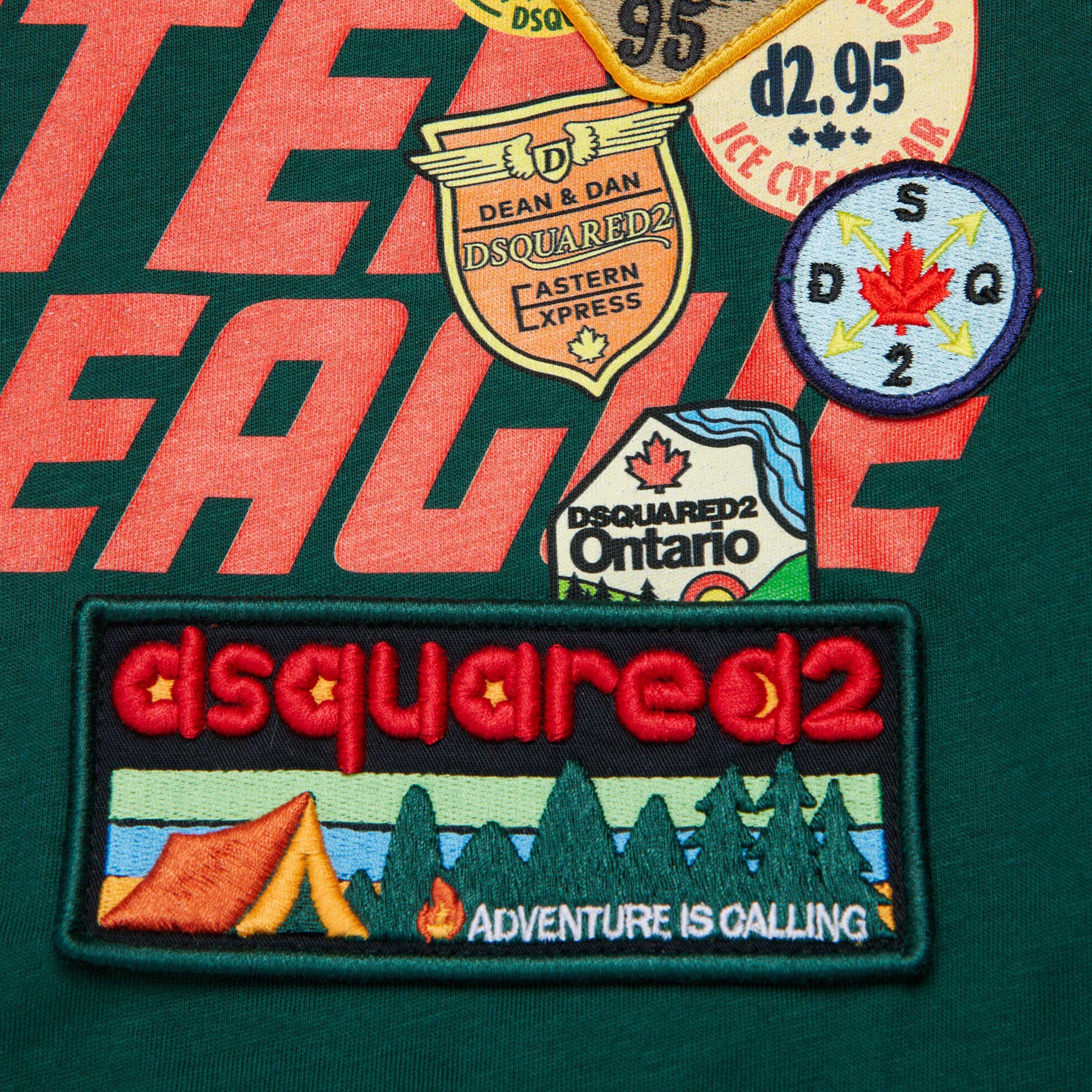 Green T-shirt with DSQUARED2 logo print