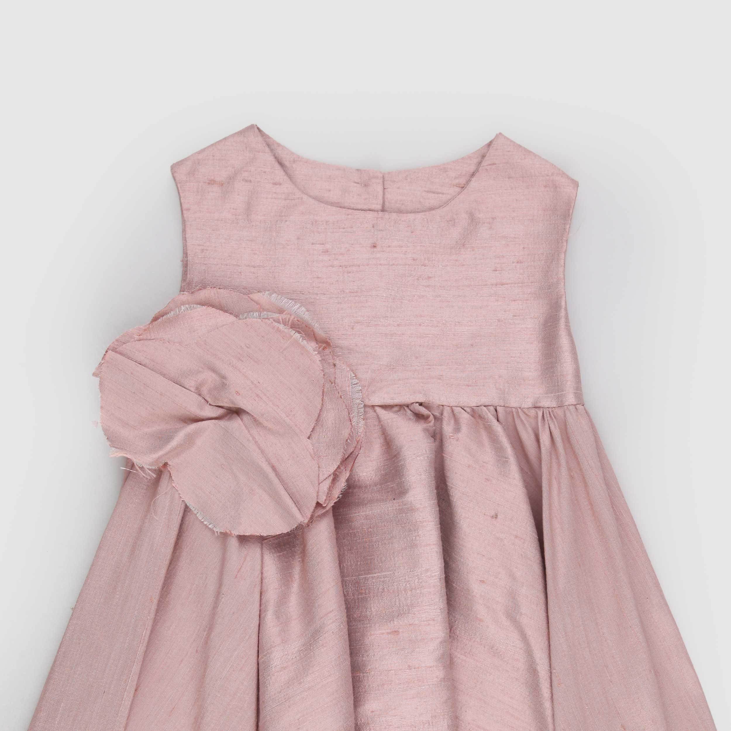 Abito Rosa Antico Smanicato con Rosa Firmato EMMA G STYLE