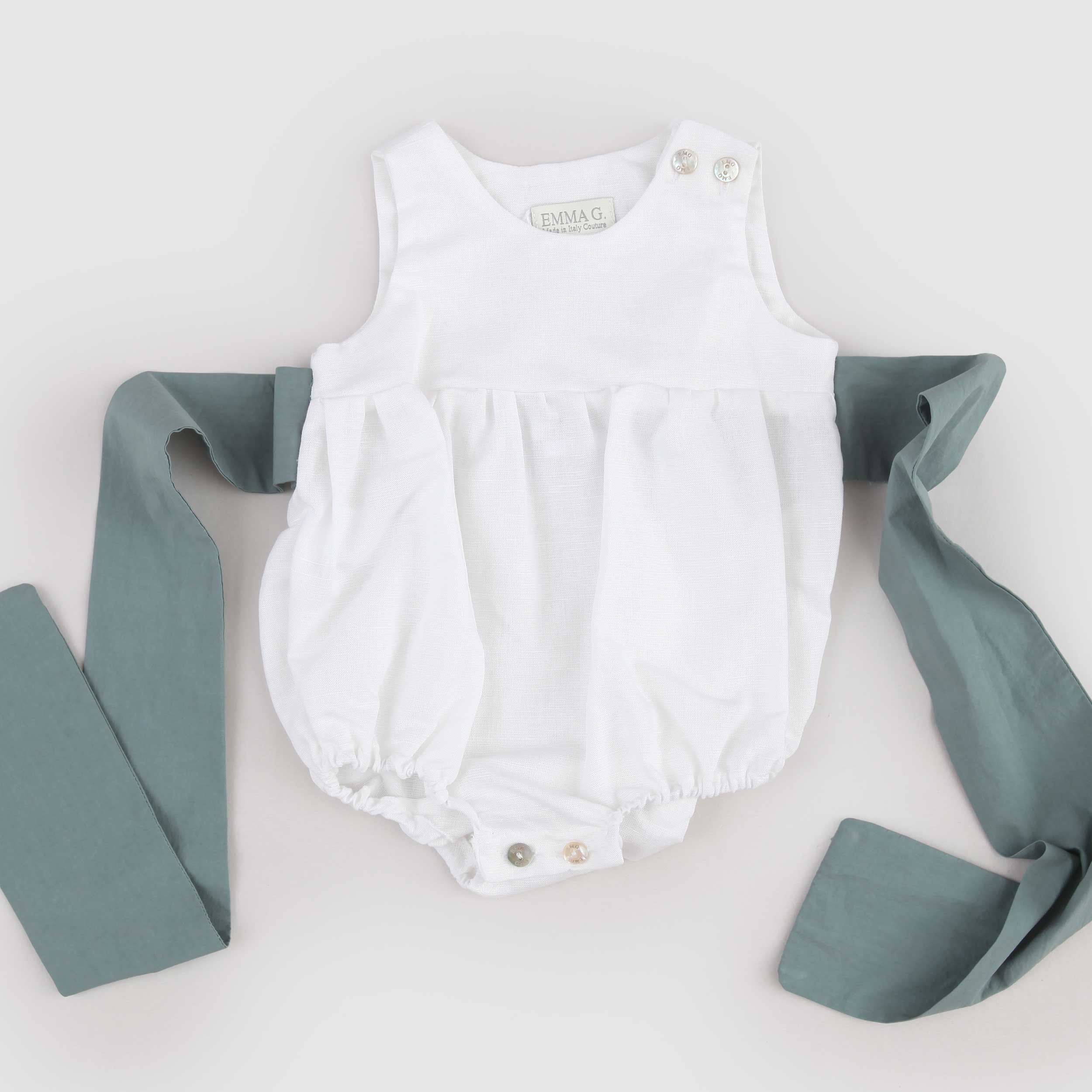 White Romper with Button Opening by EMMA G STYLE