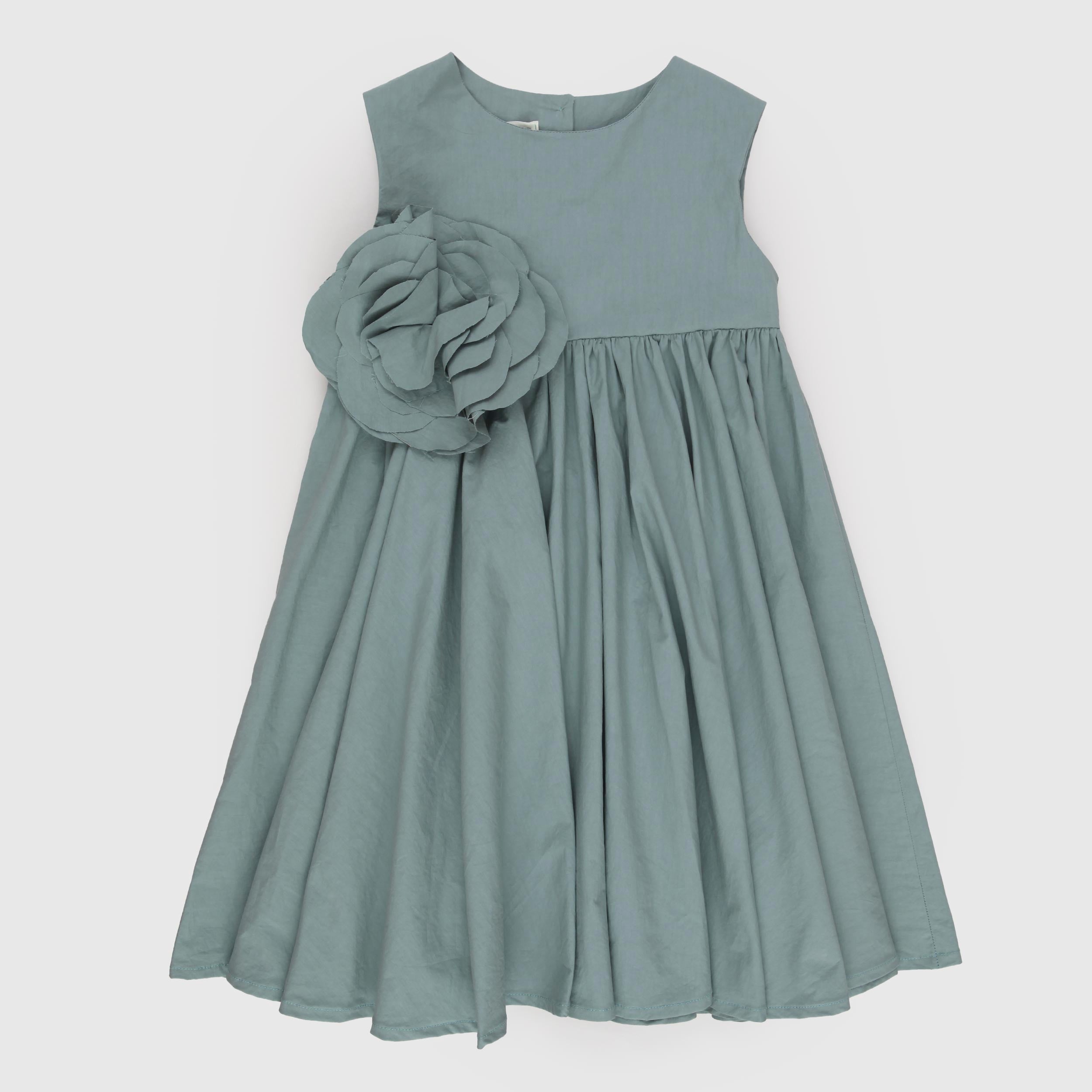 Abito Verde Petrolio con Fiore Firmato EMMA G STYLE