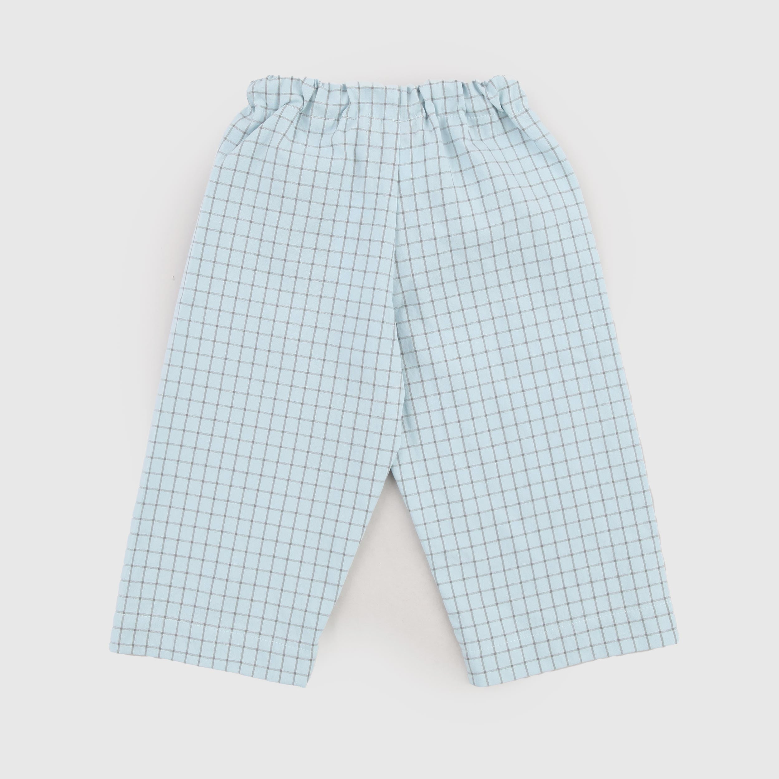 Pantalone Celeste con Stampa a Quadri Firmato EMMA G STYLE