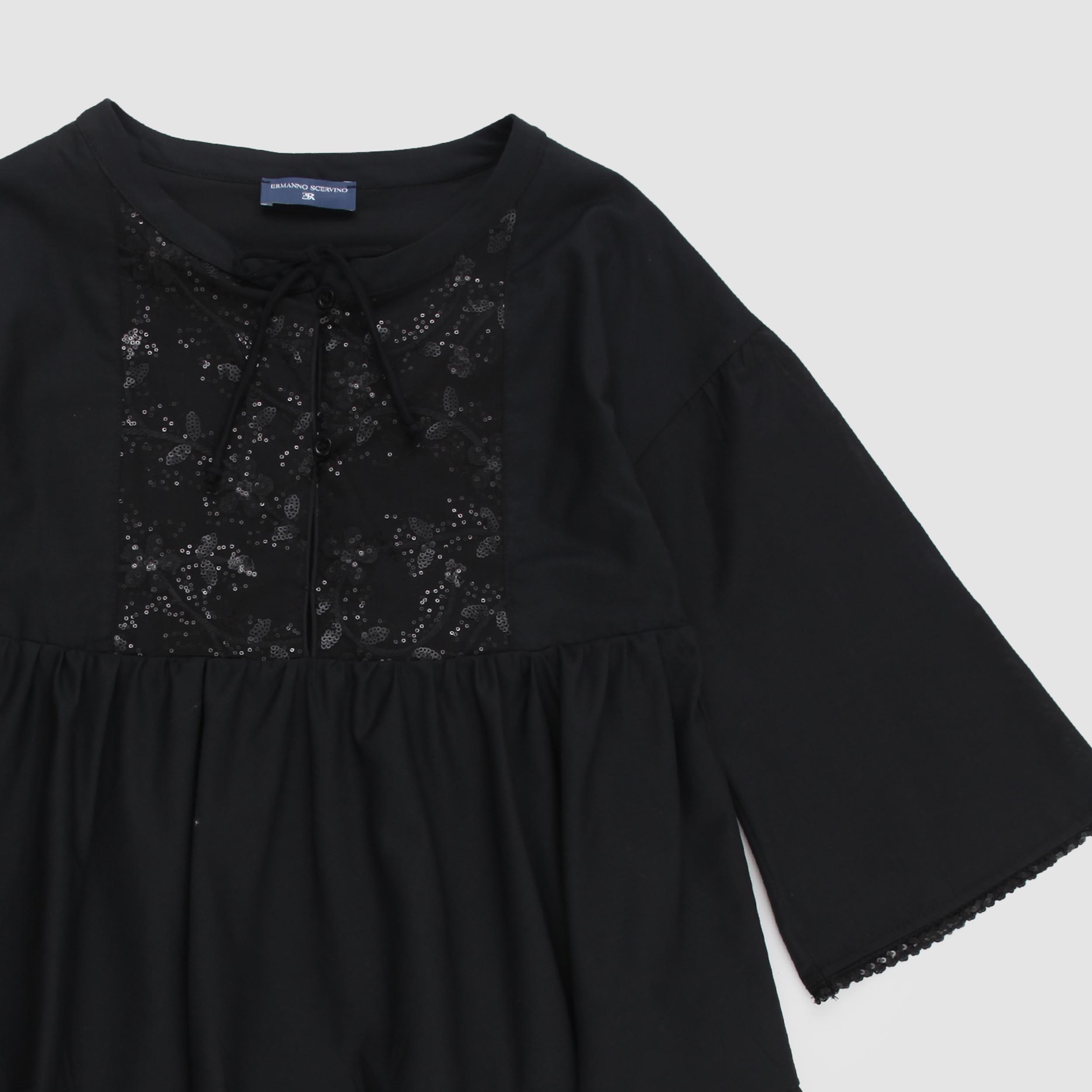 Black Crew Neck Dress by ERMANNO SCERVINO