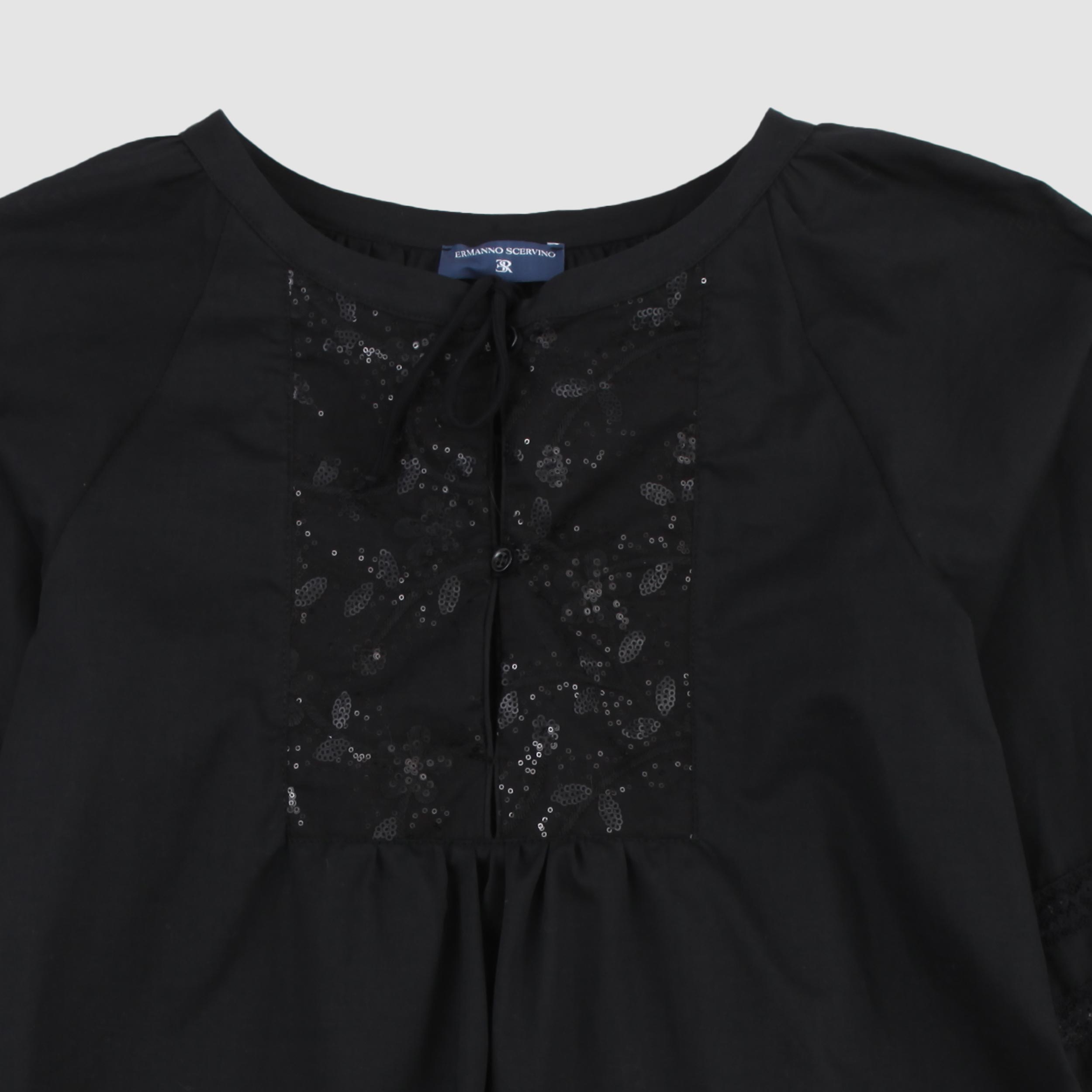 Camicia Nera con Ricamo sul Davanti Firmata ERMANNO SCERVINO