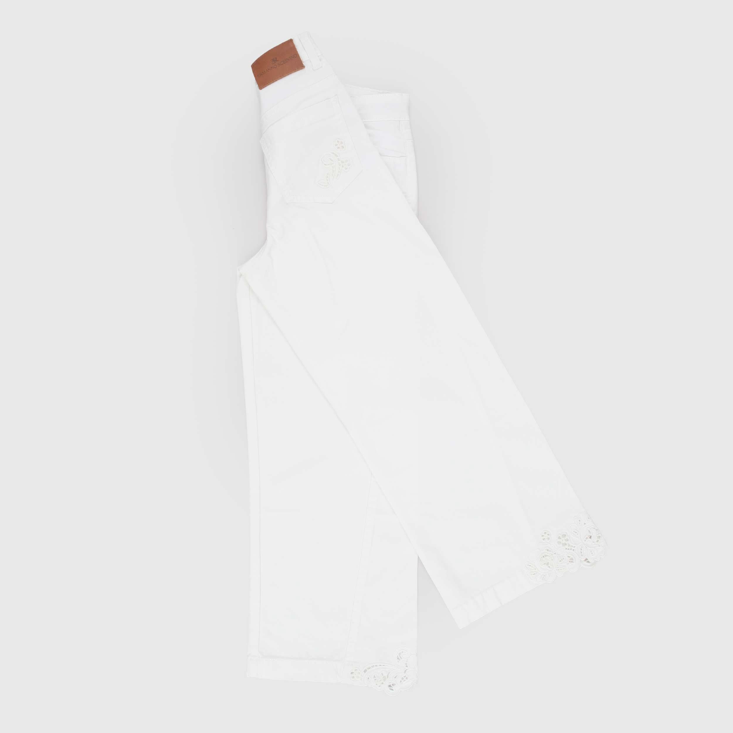 White trousers finished in Sangallo by ERMANNO SCERVINO