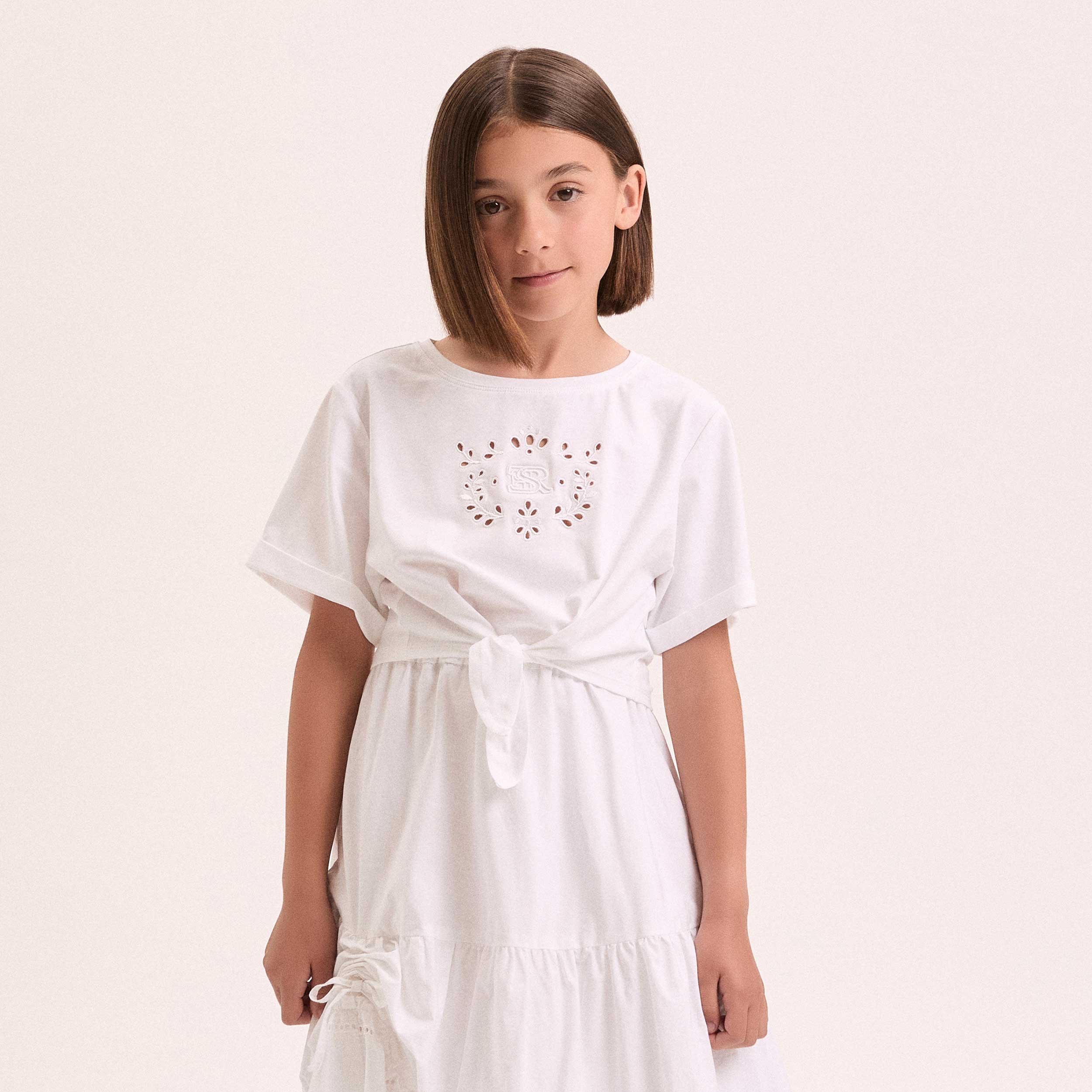 T-shirt Bianca in Tessuto Stretch Firmata ERMANNO SCERVINO