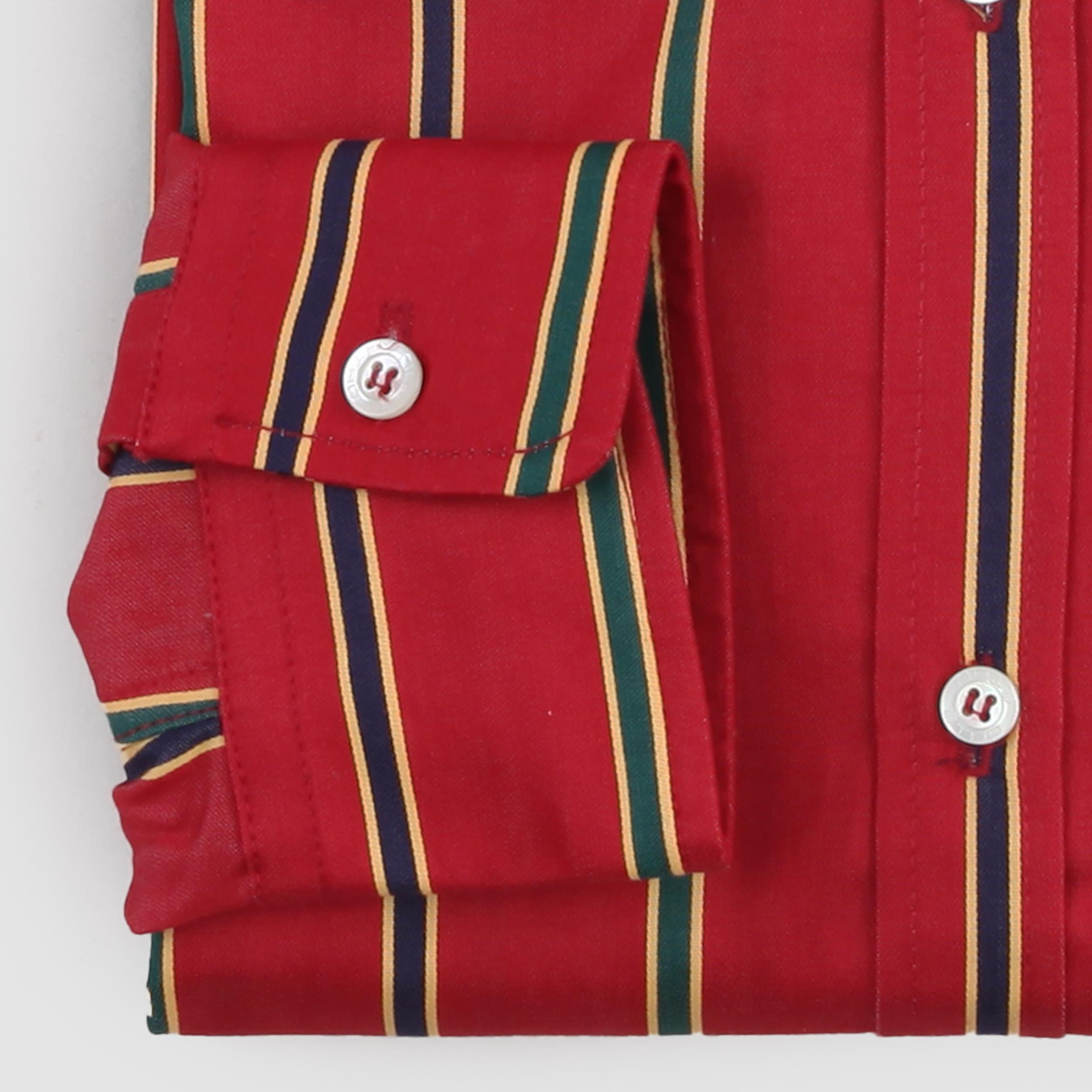 Camicia Bordeaux e Verde a Righe con Ricamo by ETRO