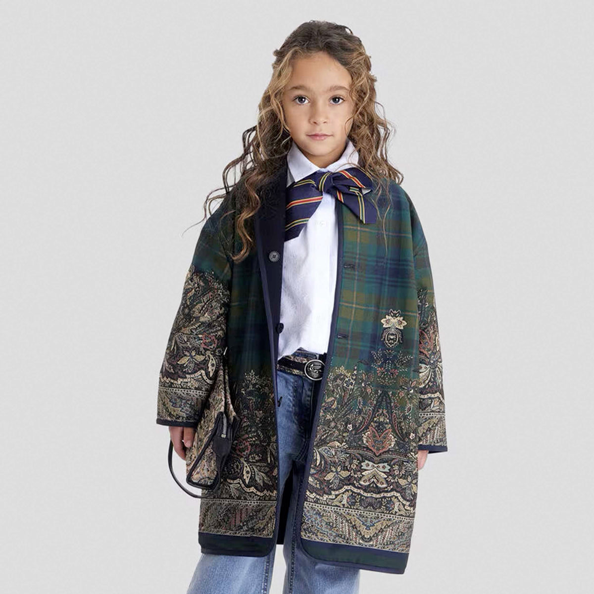 Cappotto Reversibile Blu e Fantasia per Ragazza by ETRO