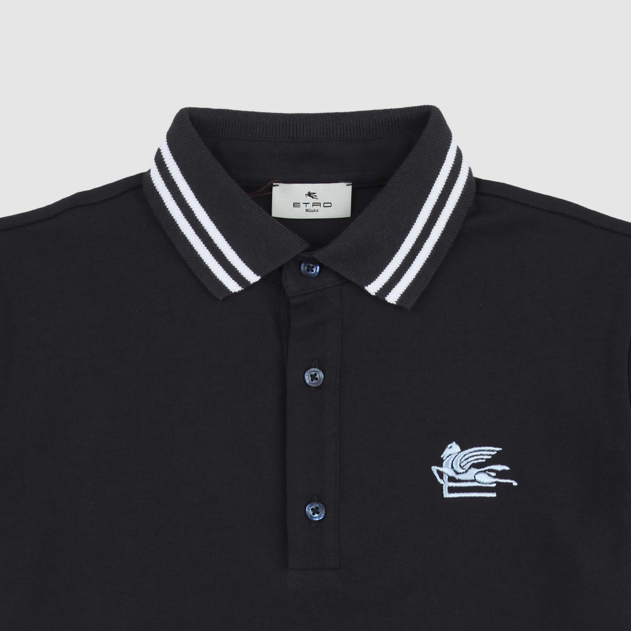 Polo Blu Navy con Logo a Contrasto Firmata ETRO