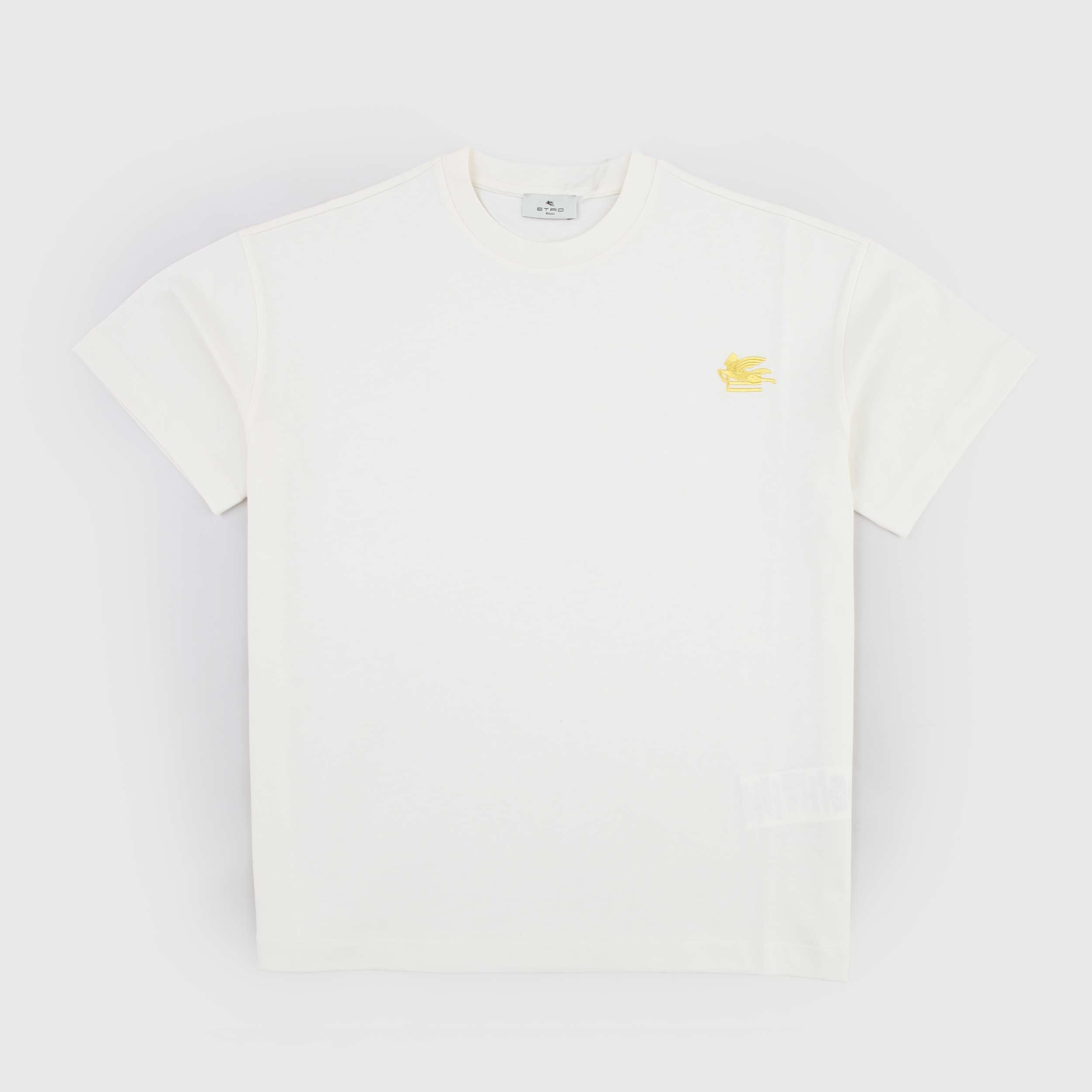 T-shirt Color Crema con Logo Giallo Firmata ETRO