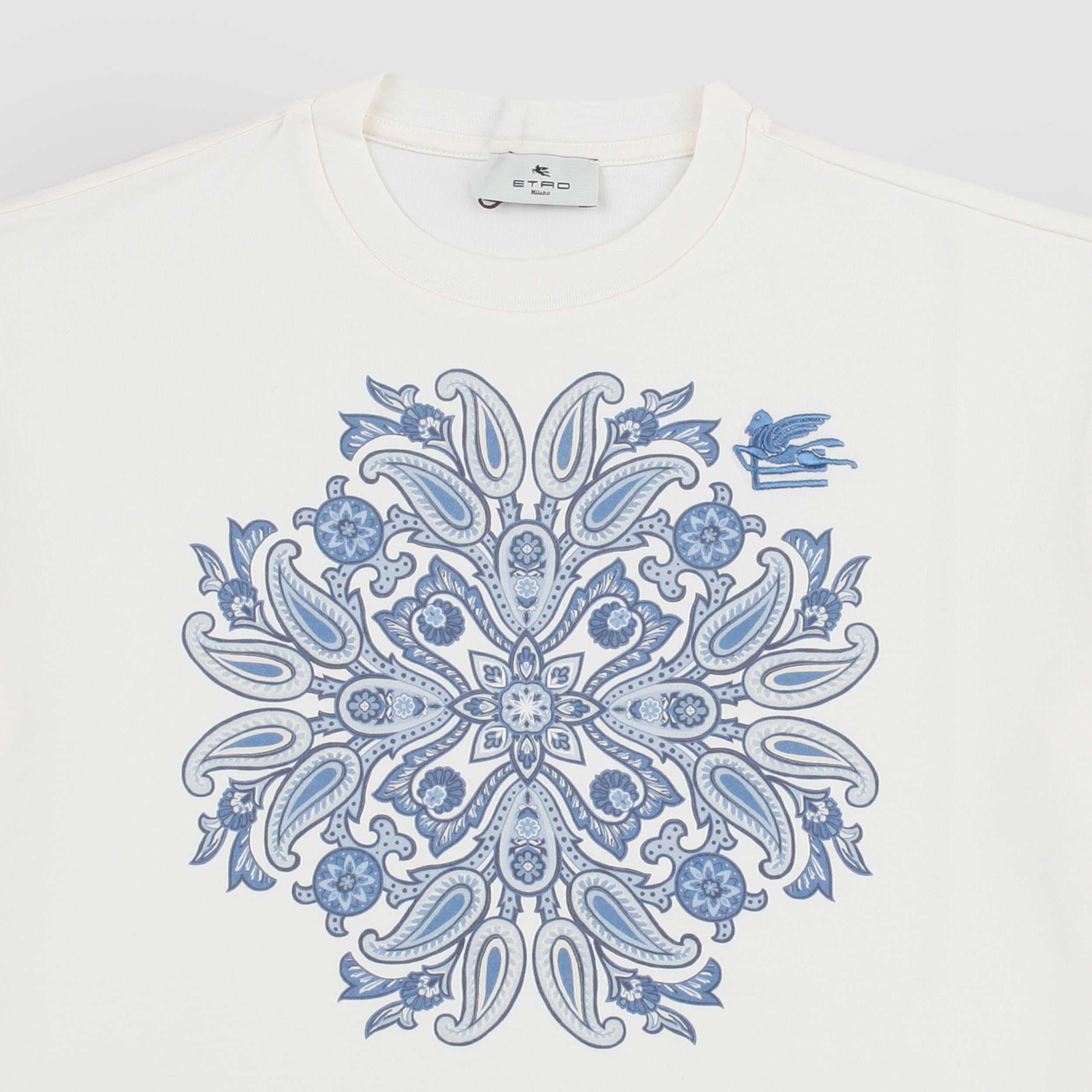 Cream T-shirt with iconic ETRO print