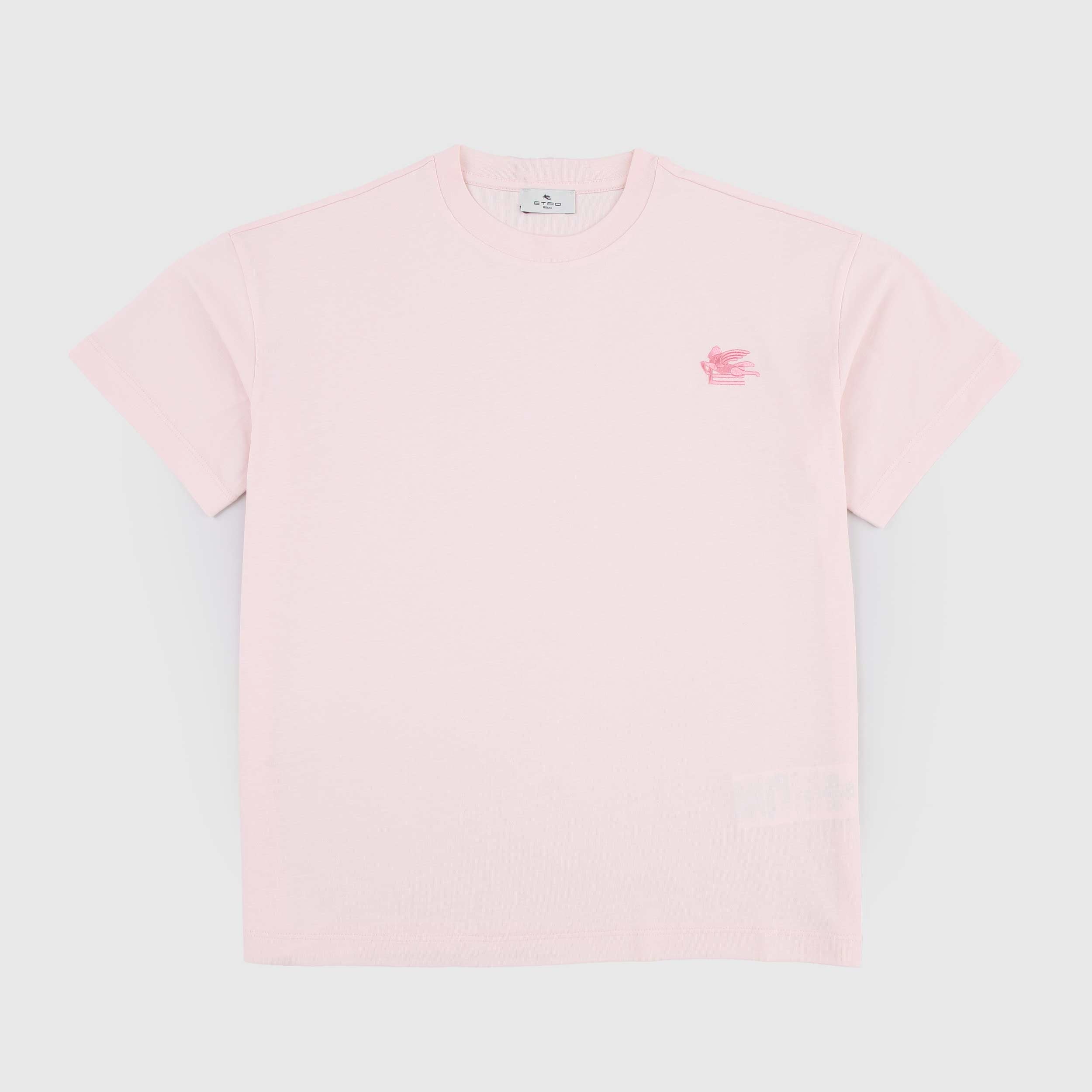 T-shirt Rosa con Logo Ricamato Firmata ETRO